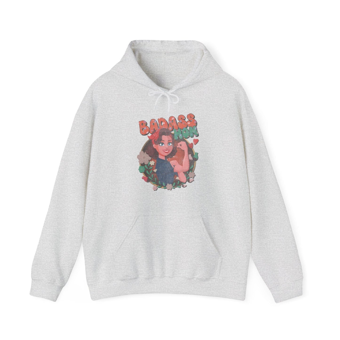 Badass Mom Vintage Vibes Hoodie Hoodie Ash / S