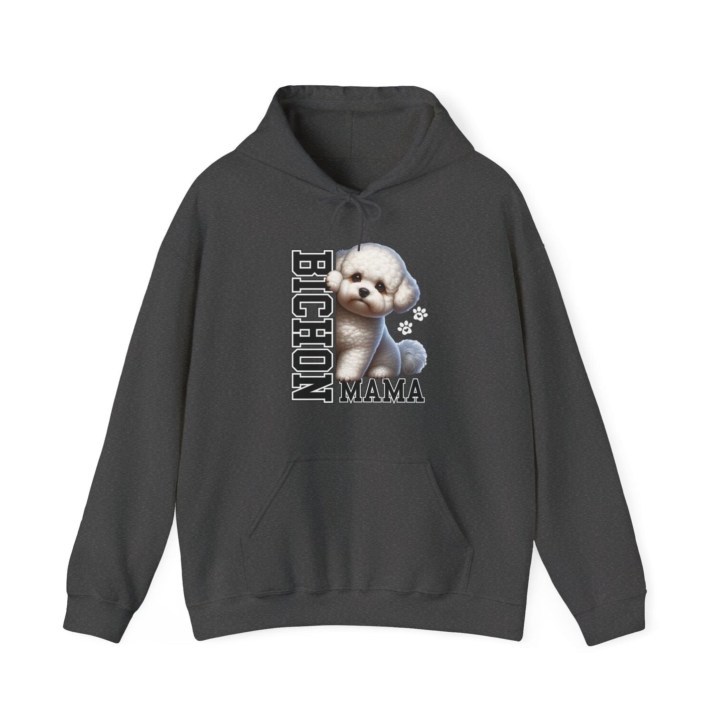 Bichon Frise Mama Hooded Sweatshirt Hoodie Dark Heather / S