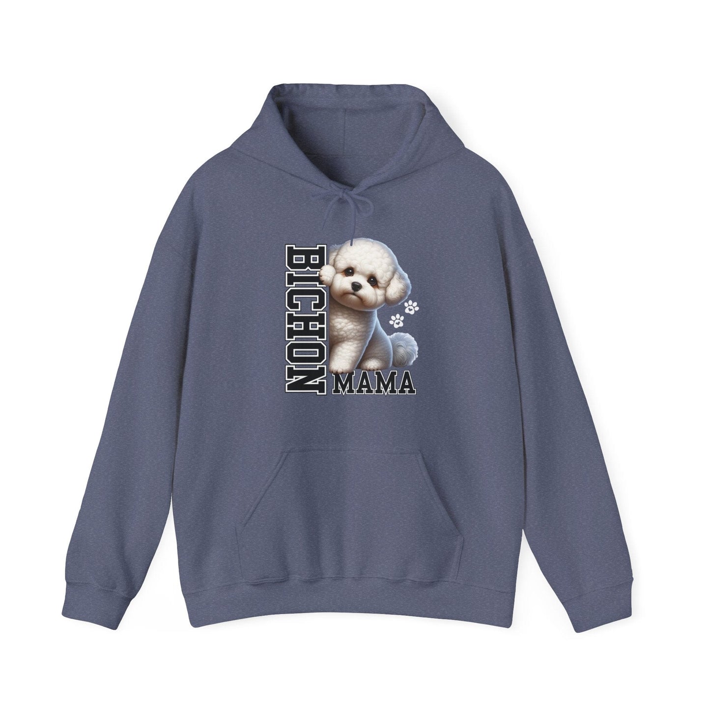 Bichon Frise Mama Hooded Sweatshirt Hoodie Heather Navy / S