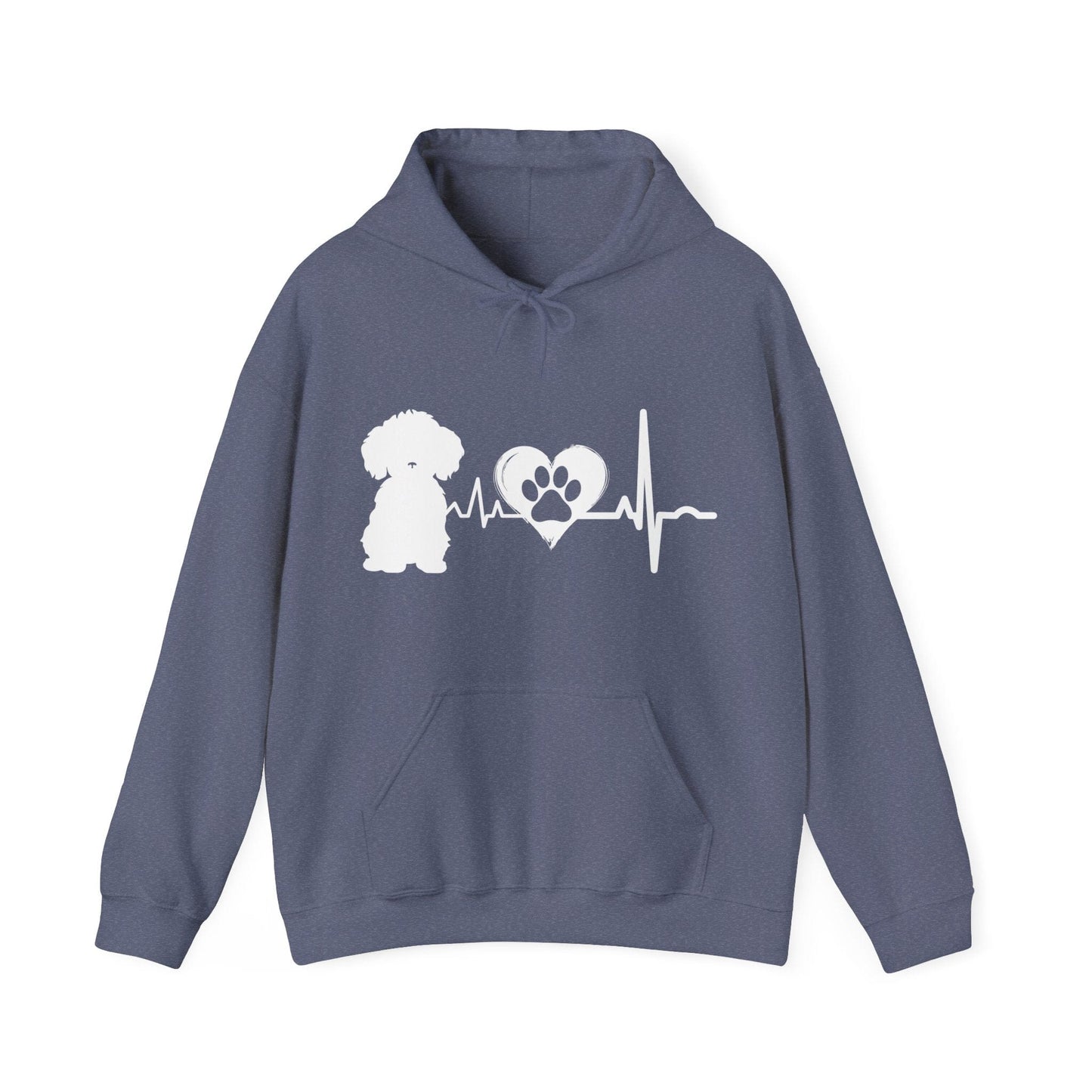 Bichon Love Outline Graphic Hoodie Hoodie Heather Navy / S