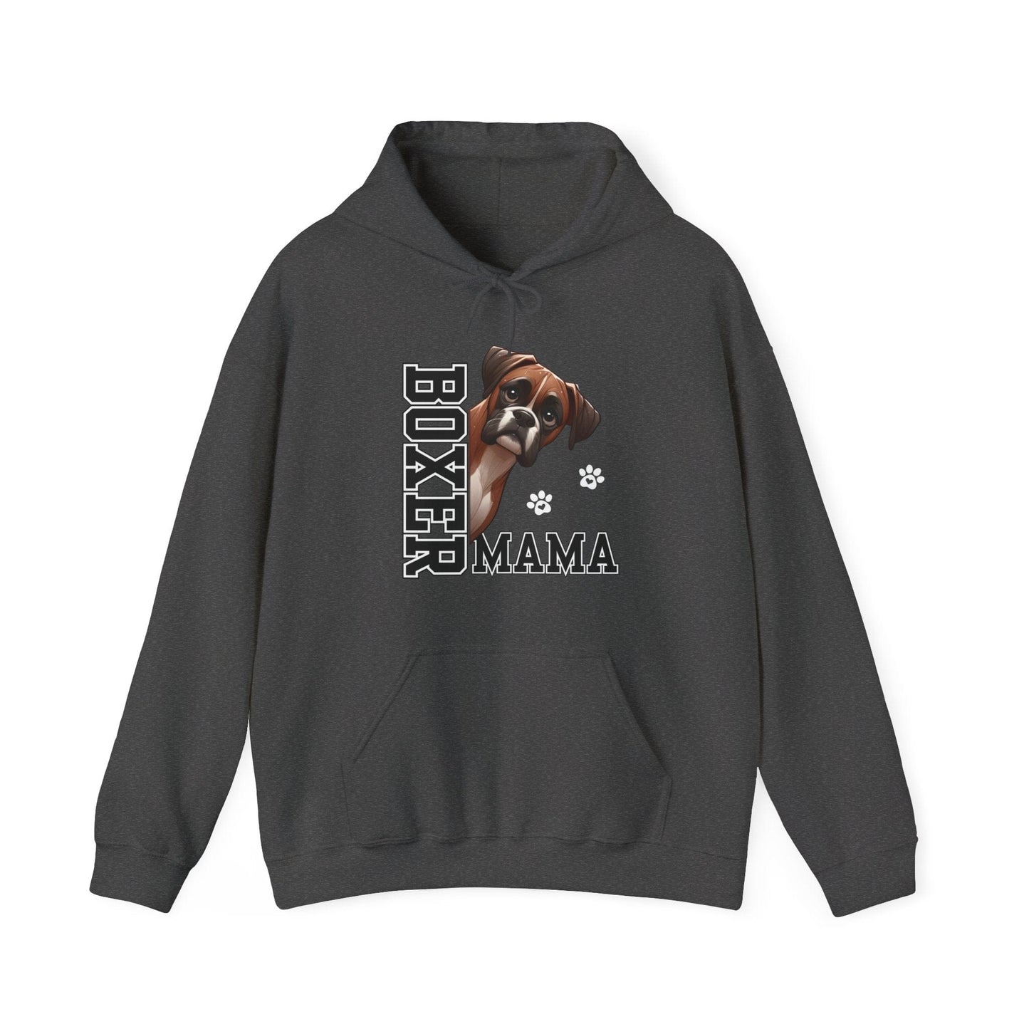 Boxer Mama Hooded Sweatshirt Hoodie Dark Heather / S