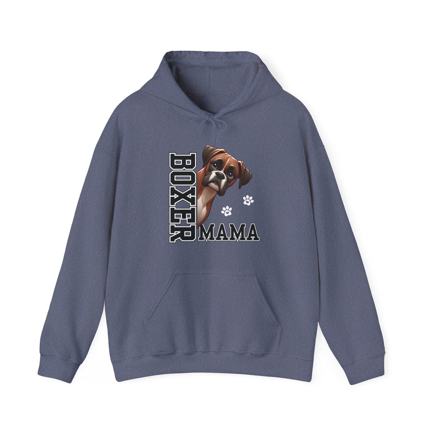 Boxer Mama Hooded Sweatshirt Hoodie Heather Navy / S