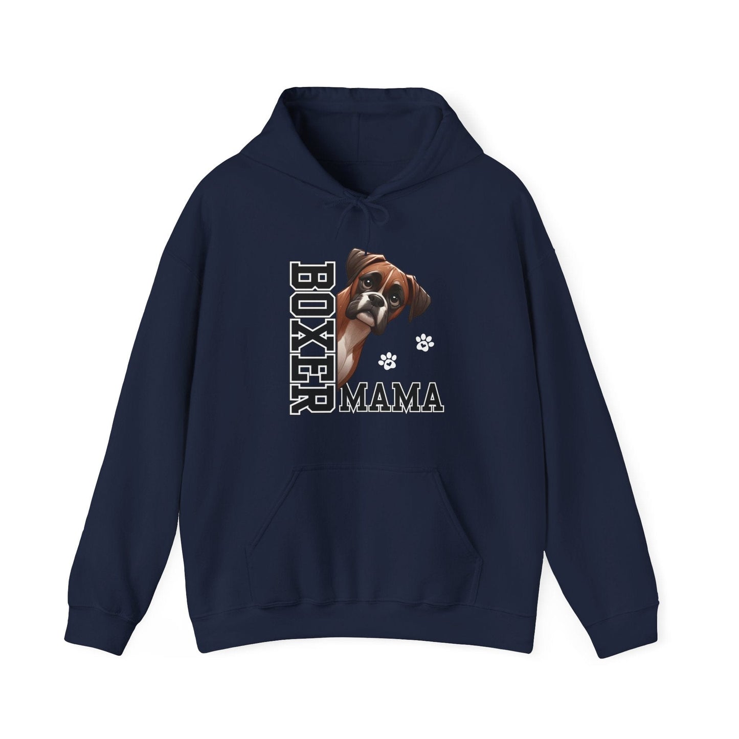 Boxer Mama Hooded Sweatshirt Hoodie Navy / S