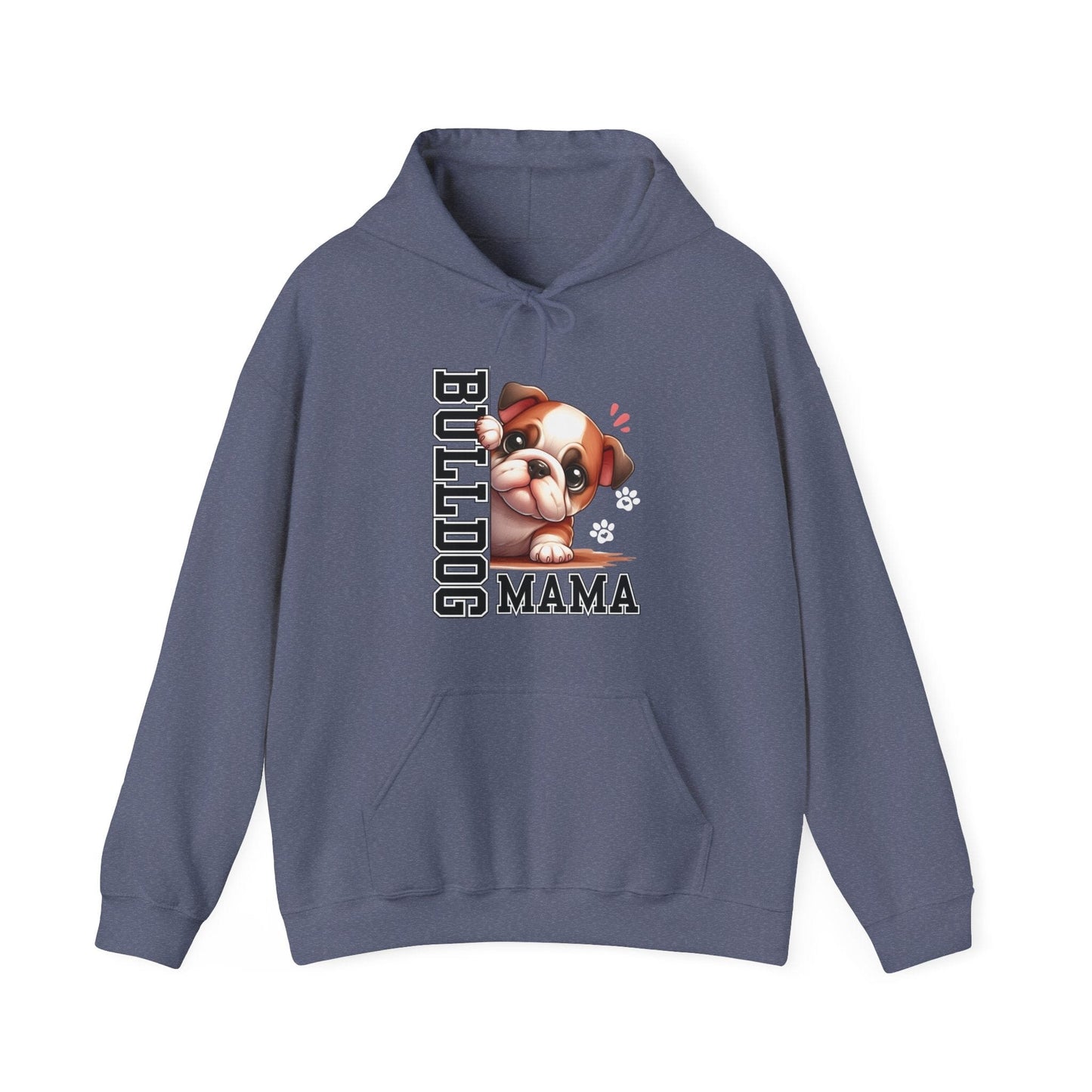 Bulldog Mama Hooded Sweatshirt Hoodie Heather Navy / S