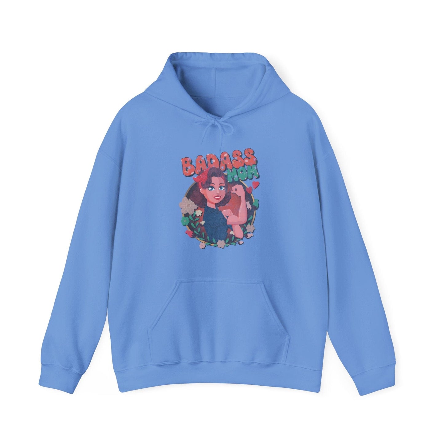 Badass Mom Vintage Vibes Hoodie Hoodie Carolina Blue / S