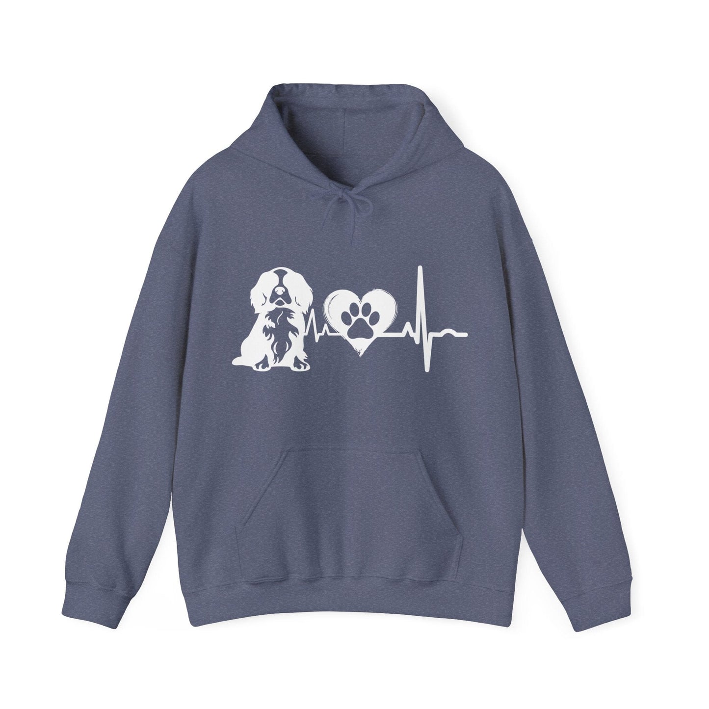 Cavalier Love Outline Graphic Hoodie Hoodie Heather Navy / S