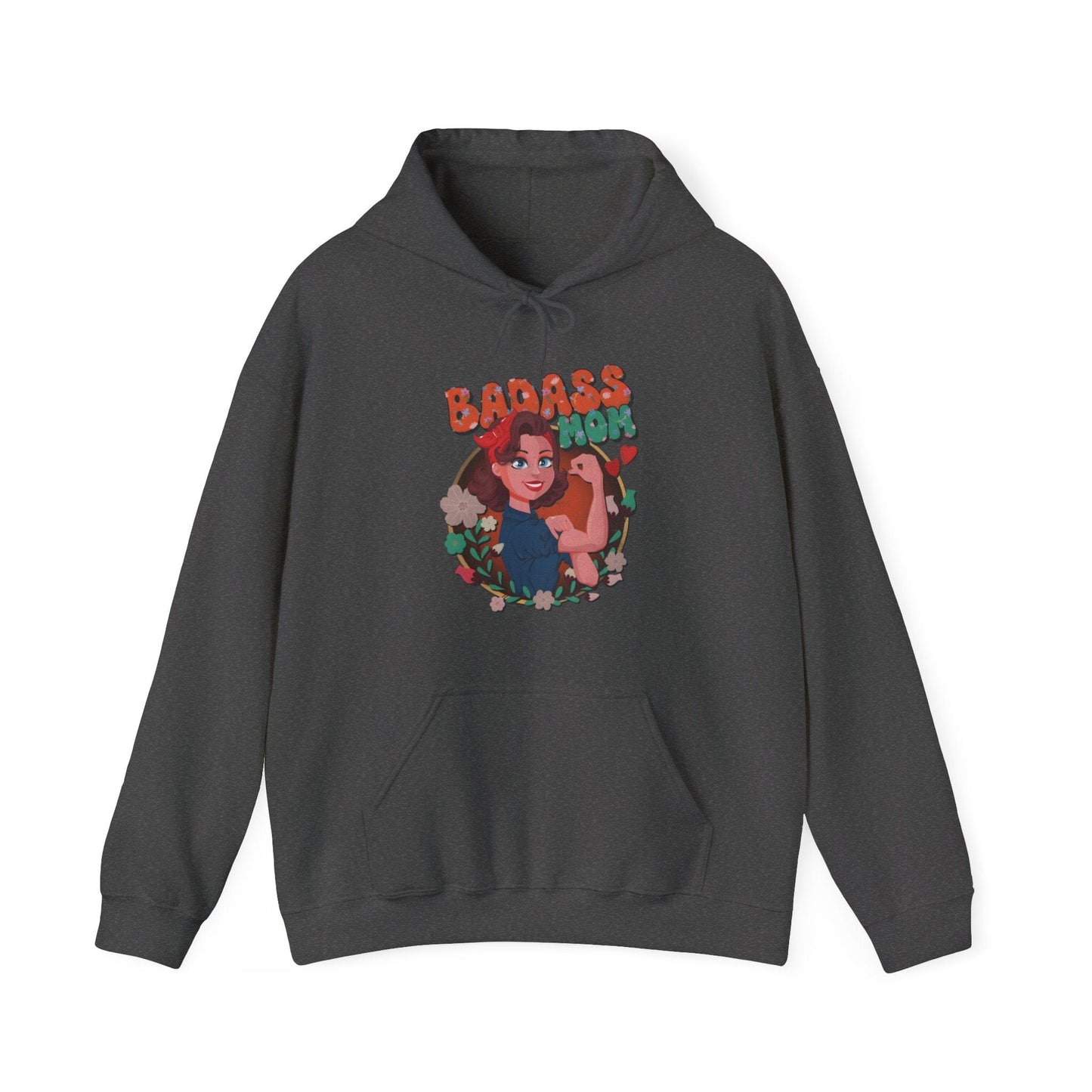 Badass Mom Vintage Vibes Hoodie Hoodie Dark Heather / S