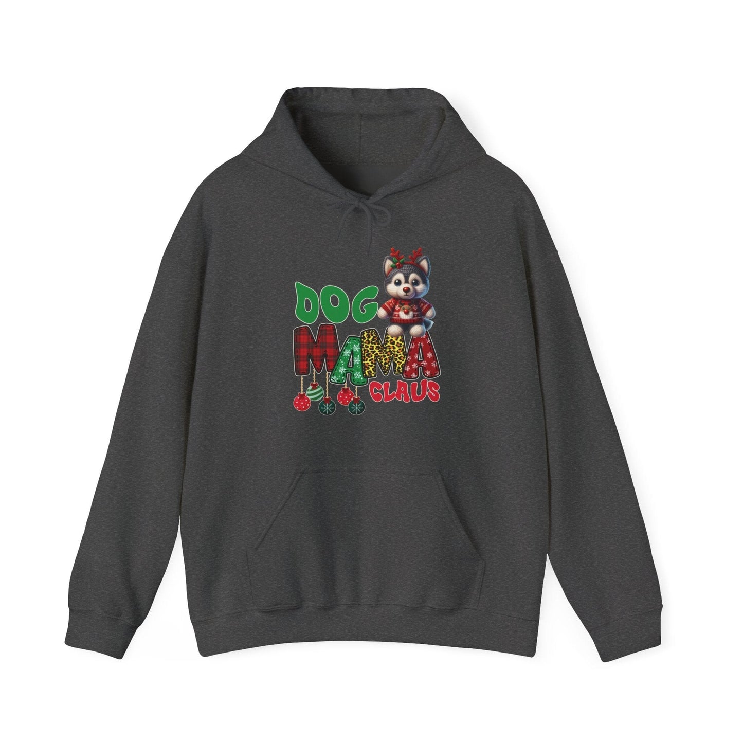 Husky Mama Claus Hoodie Hoodie Dark Heather / S