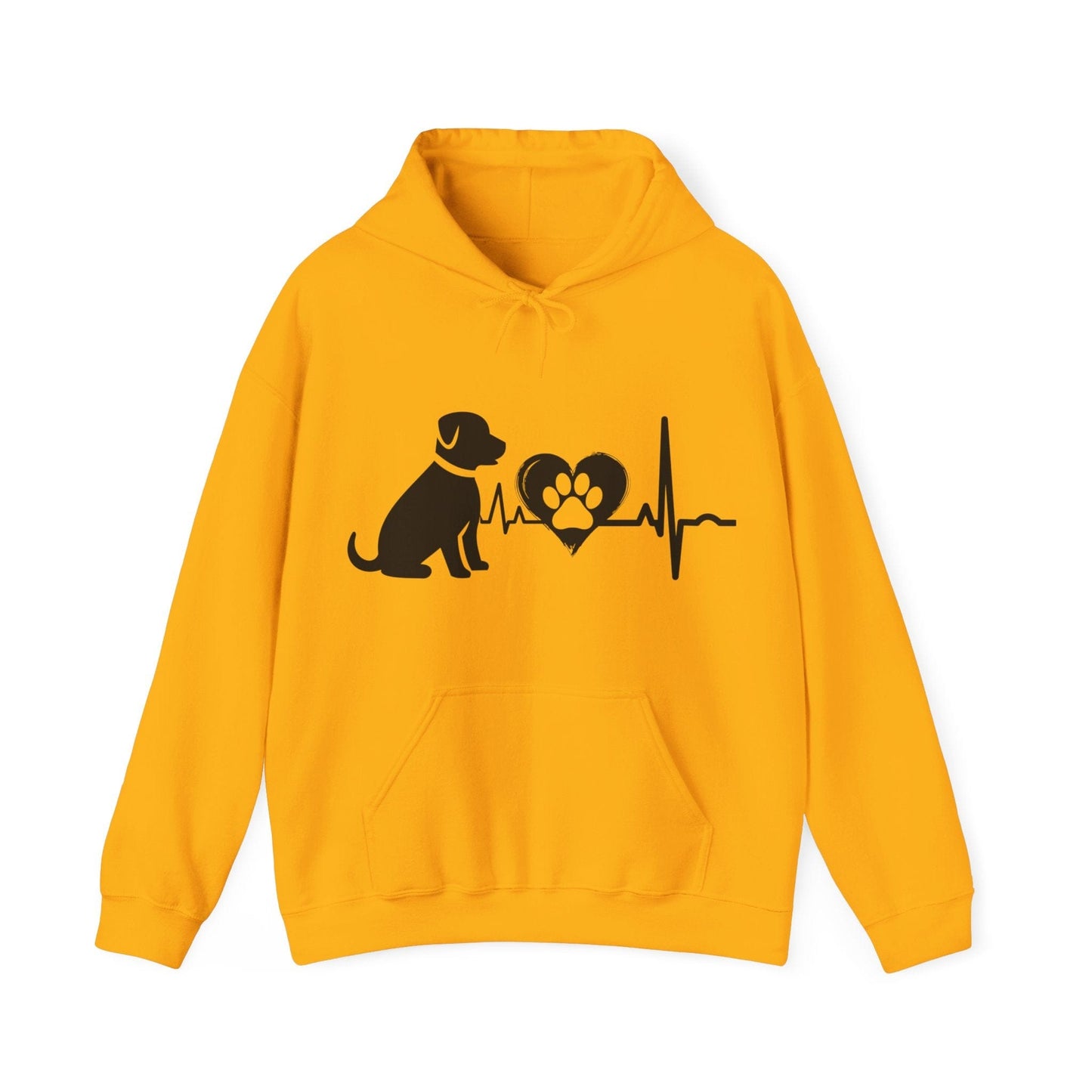 Dog Love Outline Graphic Hoodie Hoodie Gold / S