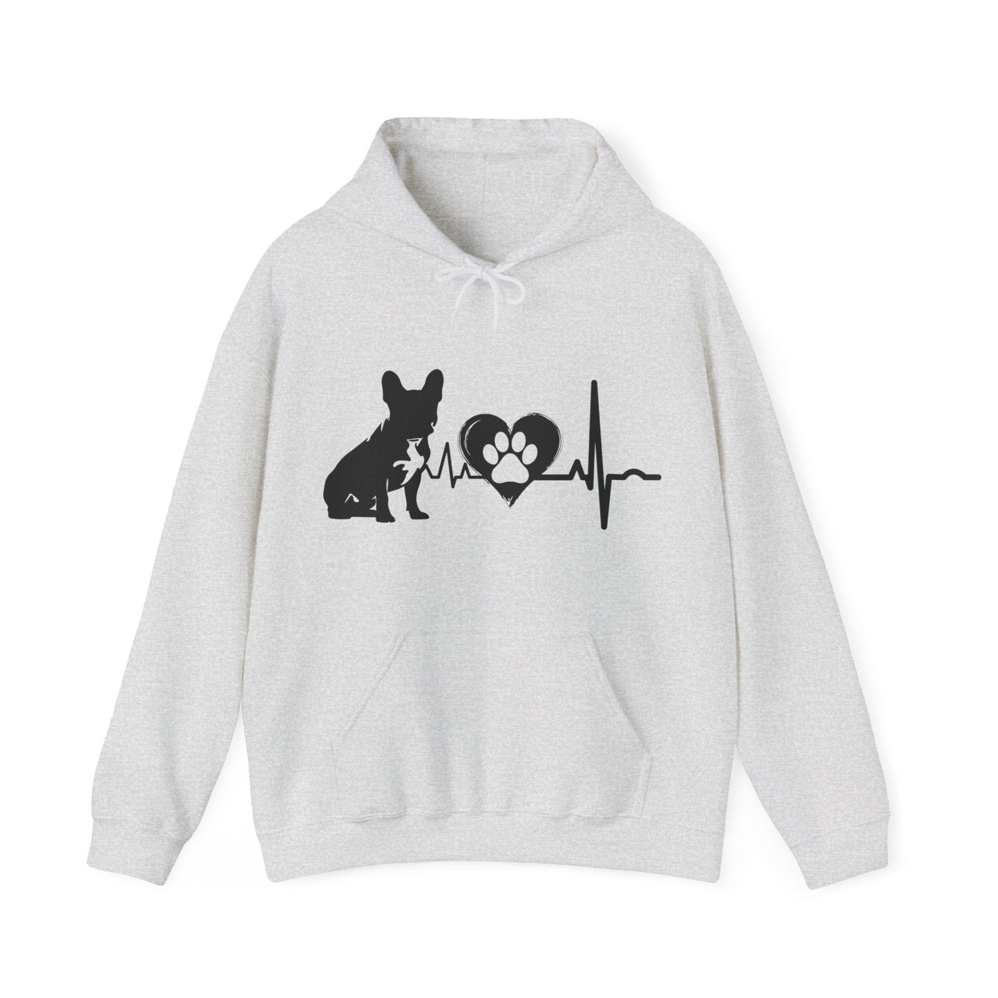 Frenchie Love Outline Graphic Hoodie Hoodie Ash / S