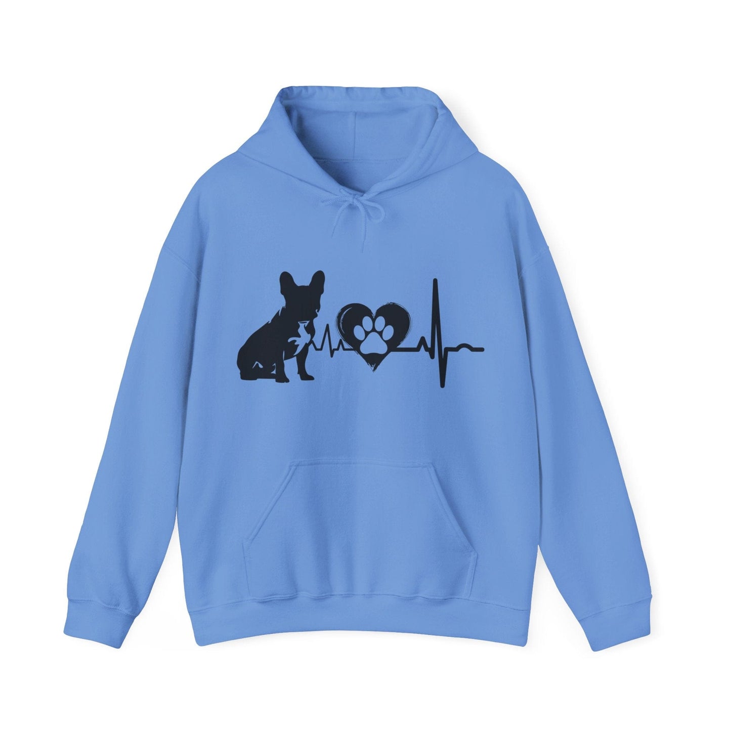 Frenchie Love Outline Graphic Hoodie Hoodie Carolina Blue / S