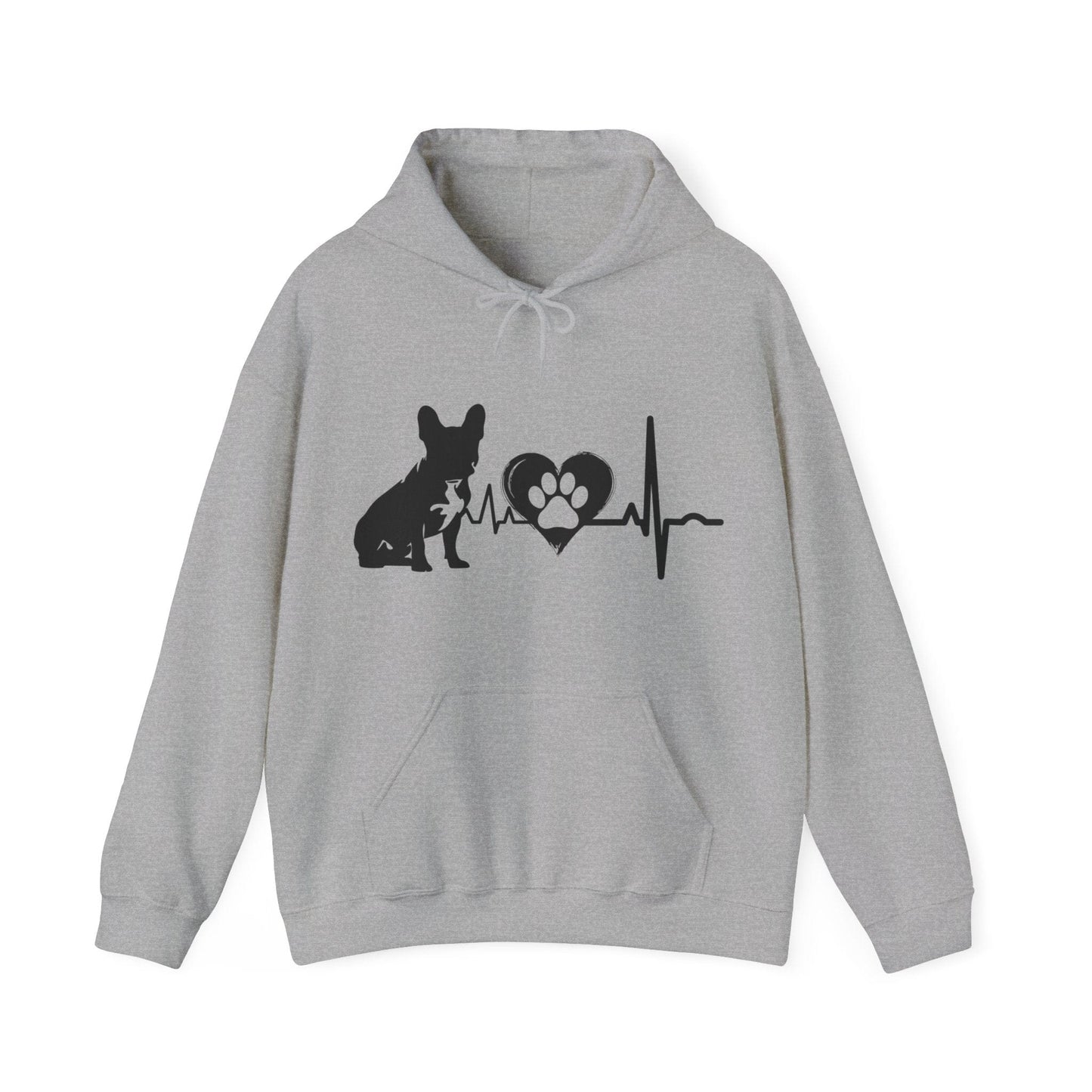 Frenchie Love Outline Graphic Hoodie Hoodie Sport Grey / S