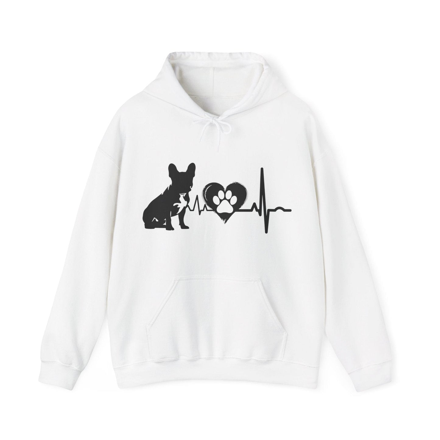 Frenchie Love Outline Graphic Hoodie Hoodie White / S