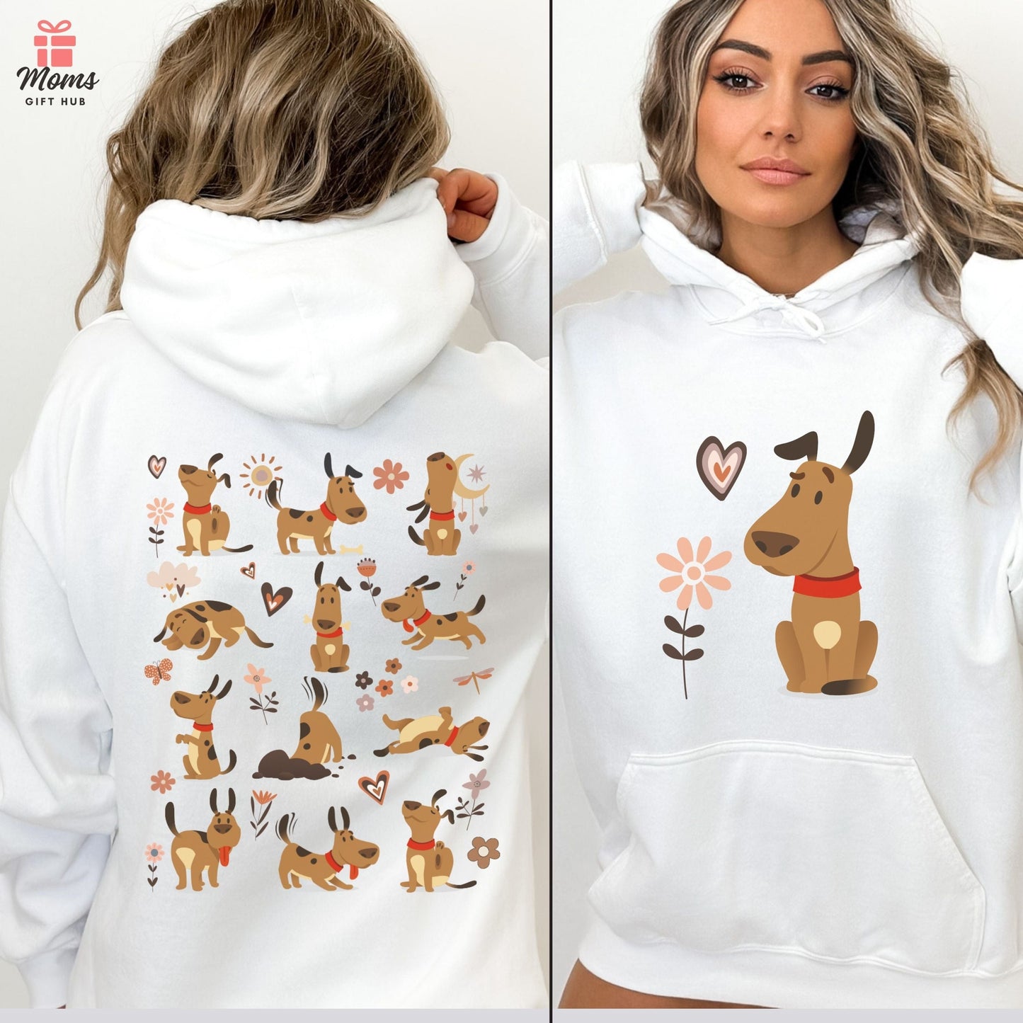 Funny Dog Life Hoodie - Cute Boho Dog Illustrations, Playful Gift for Dog Moms & Animal Lovers Hoodie
