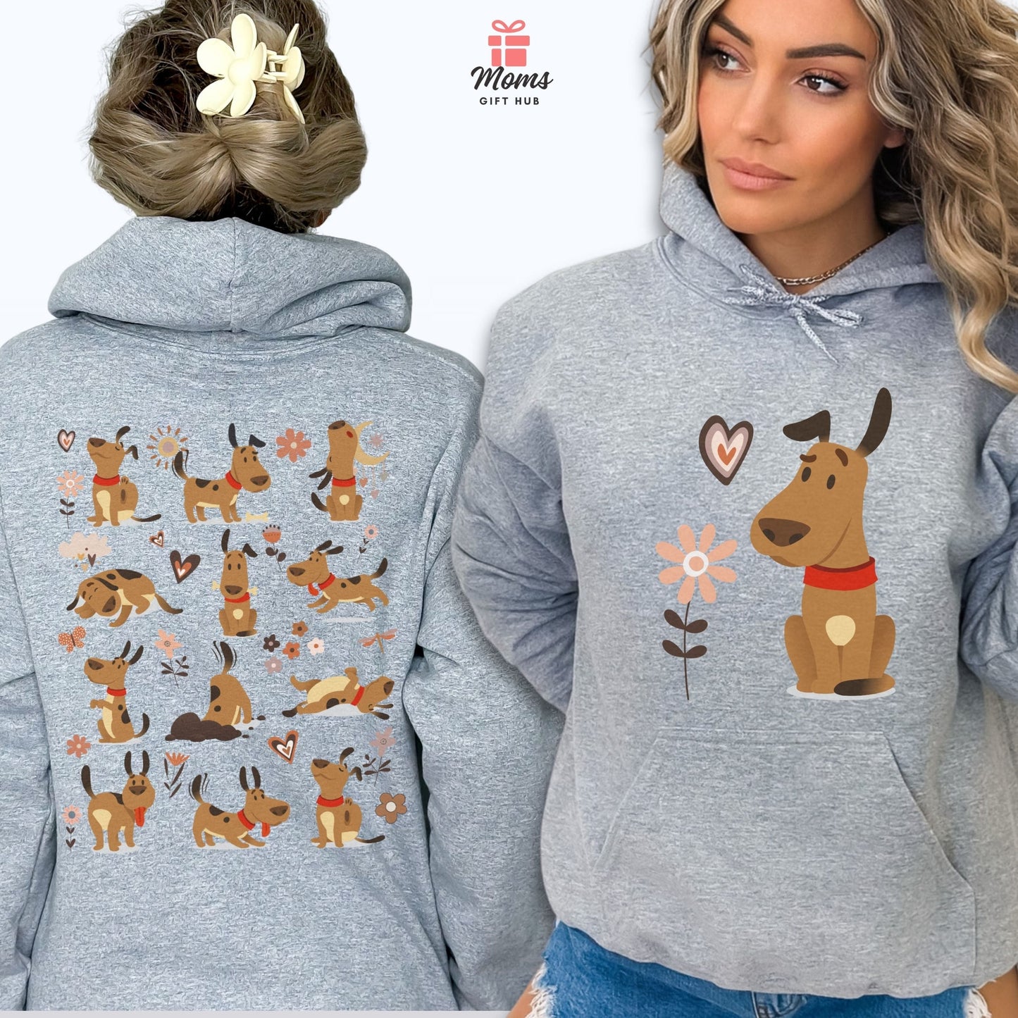 Funny Dog Life Hoodie - Cute Boho Dog Illustrations, Playful Gift for Dog Moms & Animal Lovers Hoodie Sport Grey / S