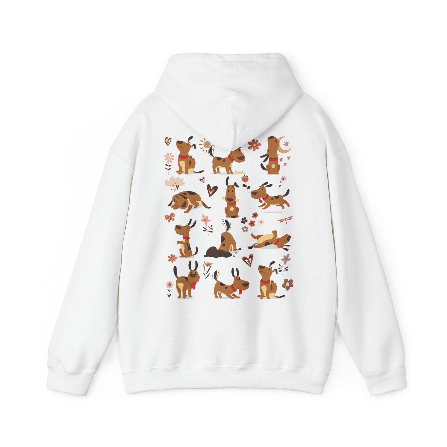 Funny Dog Life Hoodie - Cute Boho Dog Illustrations, Playful Gift for Dog Moms & Animal Lovers Hoodie White / S