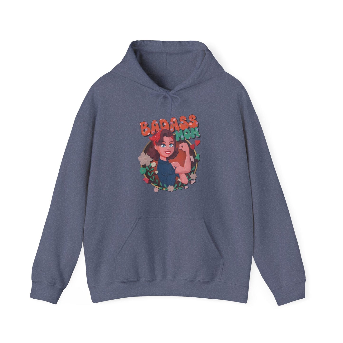 Badass Mom Vintage Vibes Hoodie Hoodie Heather Navy / S