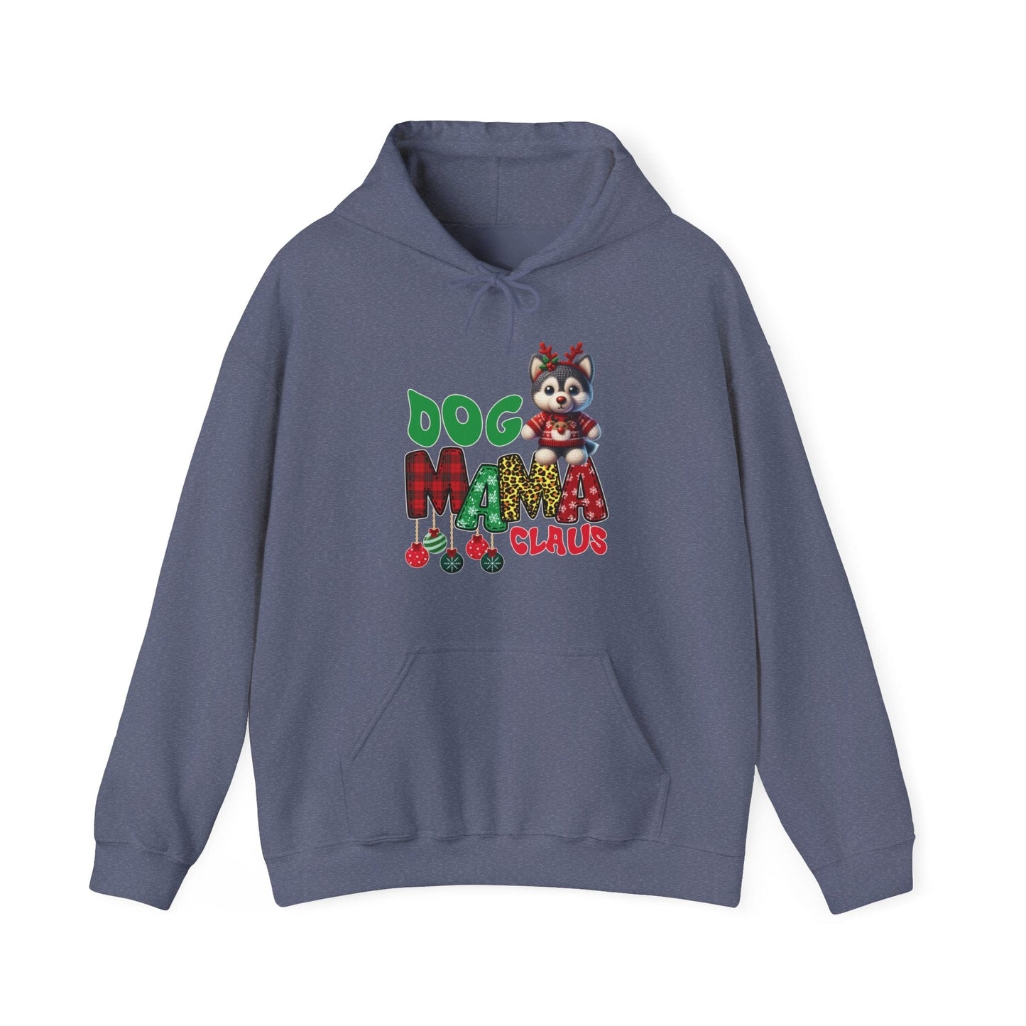 Husky Mama Claus Hoodie Hoodie Heather Navy / S