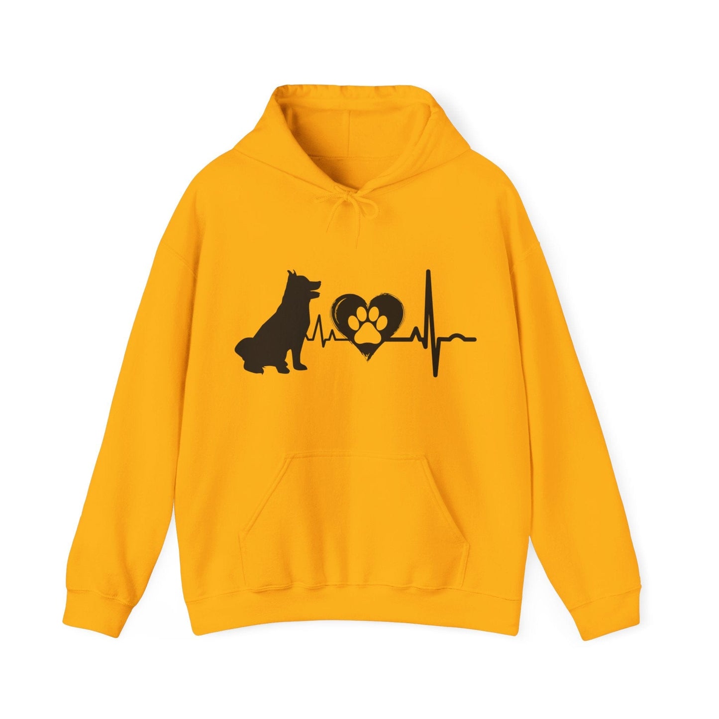 Husky Love Outline Graphic Hoodie Hoodie Gold / S