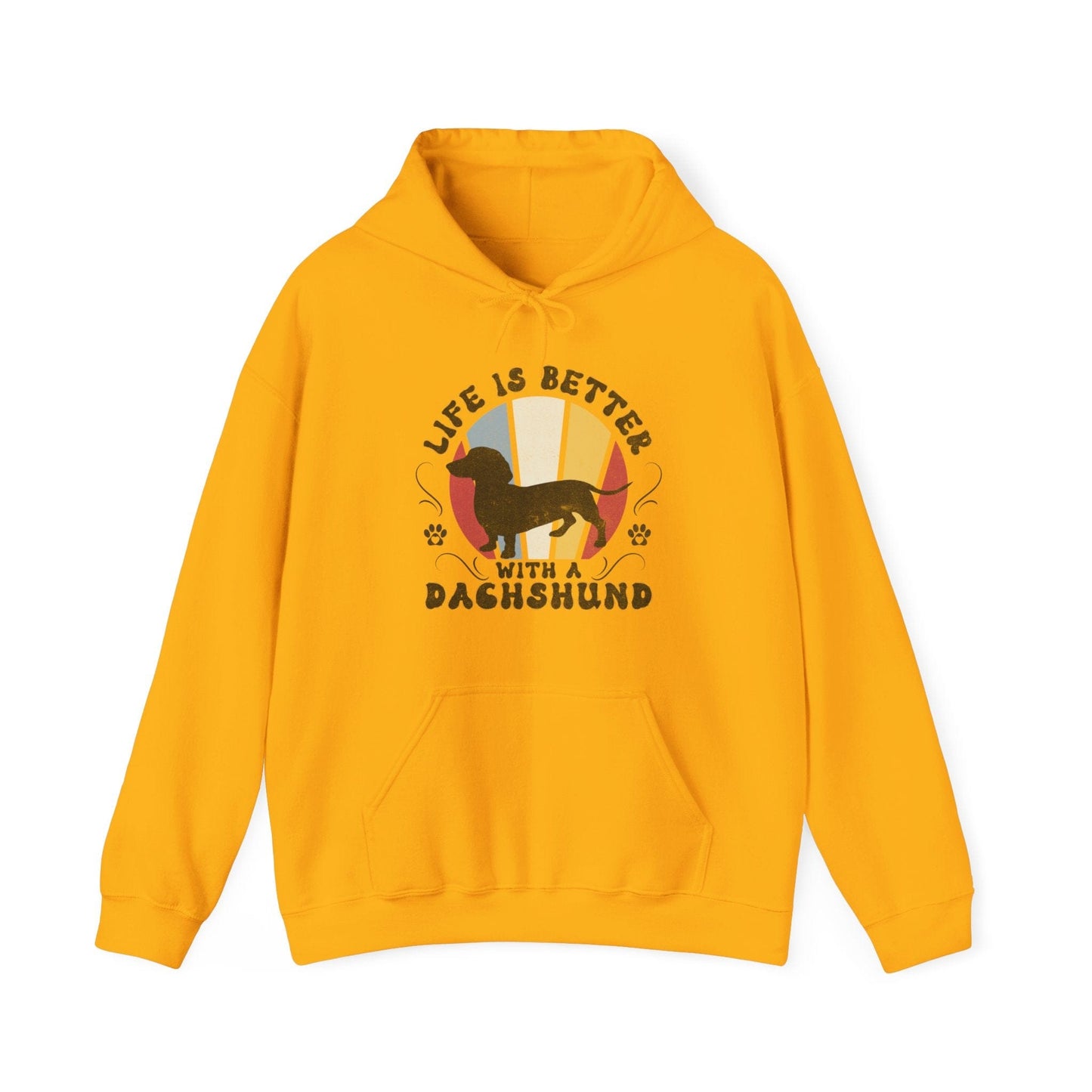 Life is Better With a Dachshund Hooded Sweatshirt Hoodie Gold / S