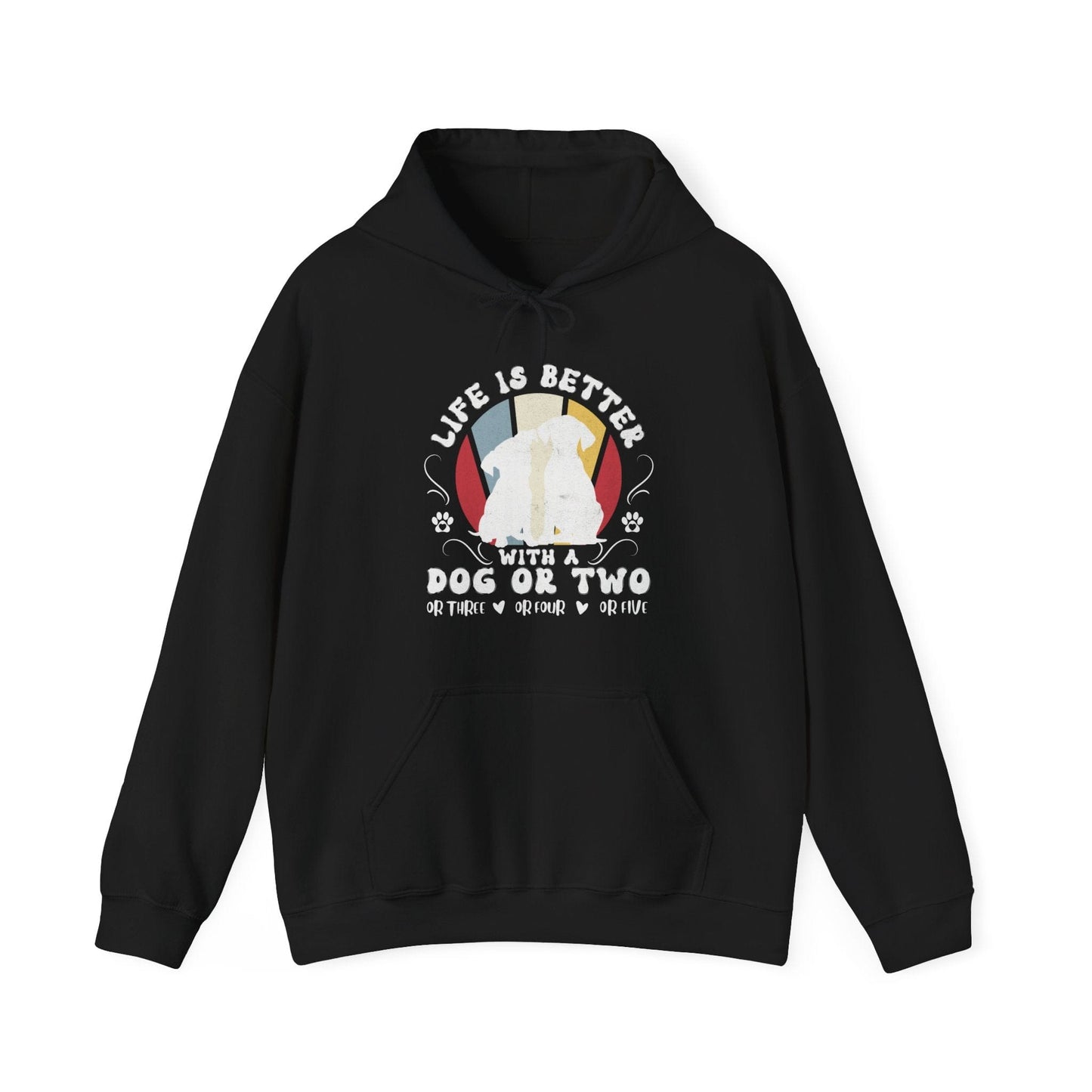 Life is Better With a Dog or Five Hooded Sweatshirt Hoodie Black / S