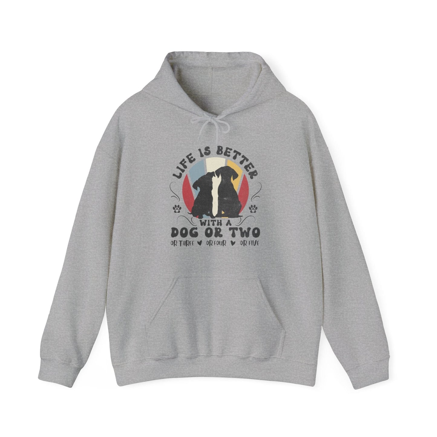 Life is Better With a Dog or Five Hooded Sweatshirt Hoodie Sport Grey / S