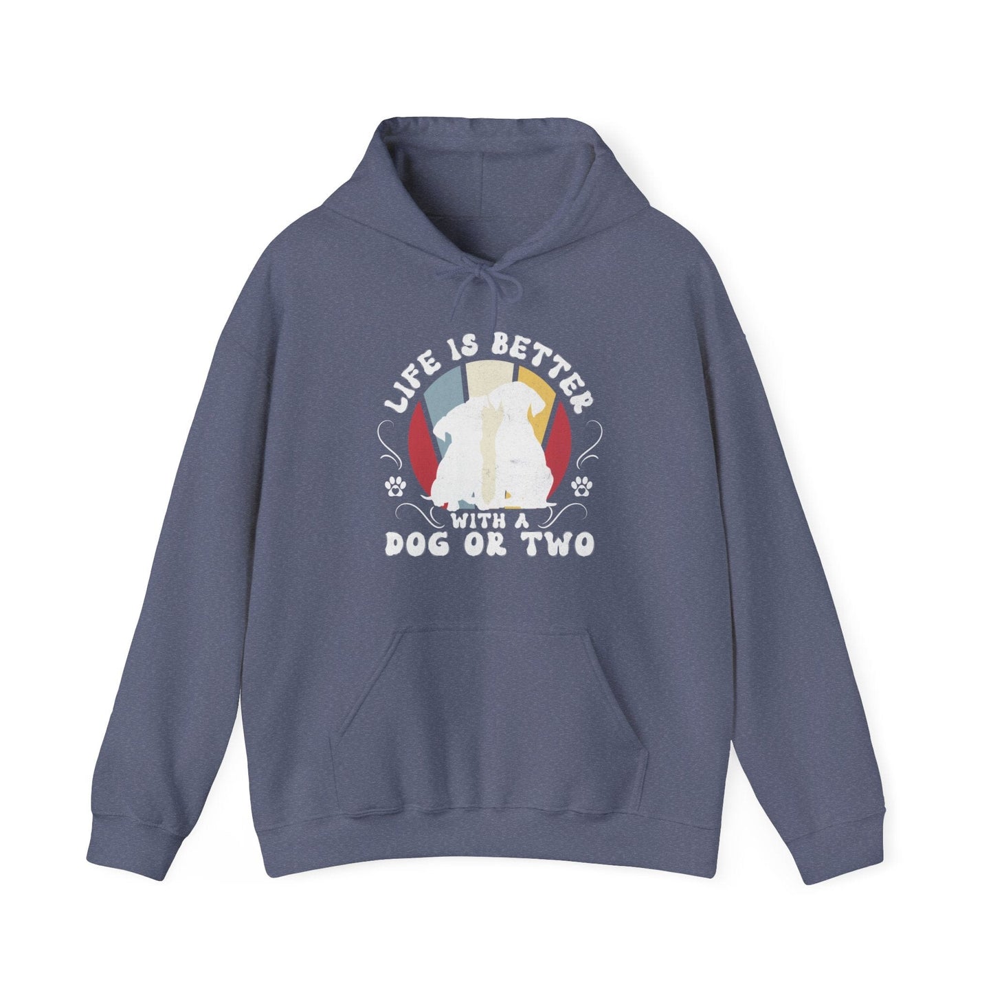 Life is Better With a Dog or Two Hooded Sweatshirt Hoodie Heather Navy / S