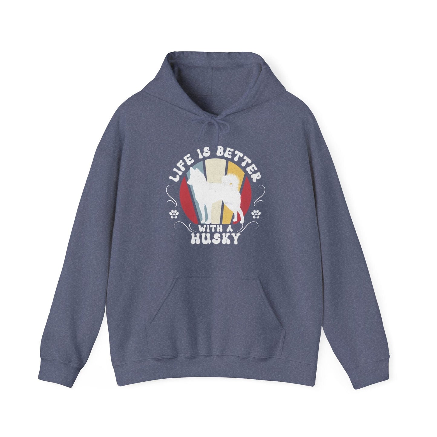 Life is Better With a Husky Hooded Sweatshirt Hoodie Heather Navy / S