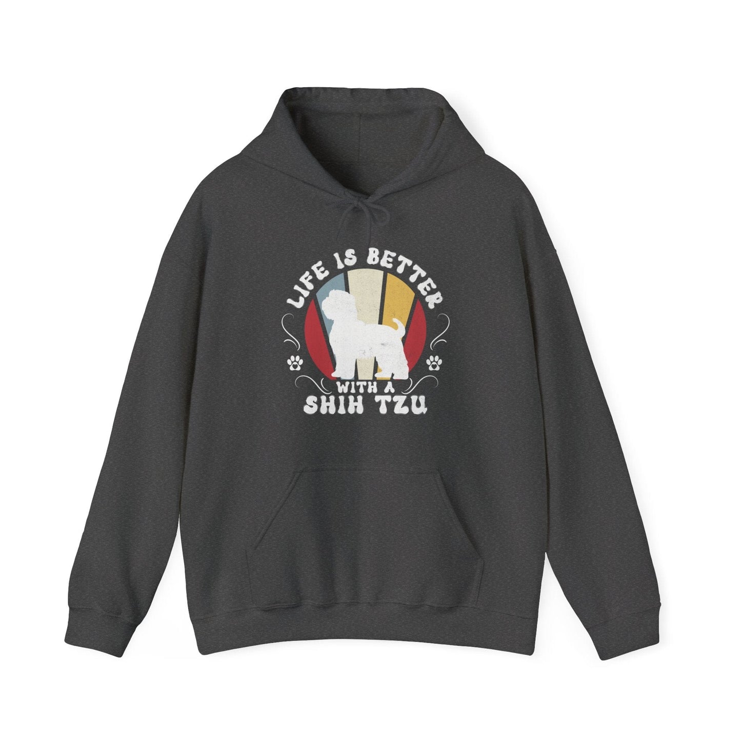 Life is Better With a Shih Tzu Hooded Sweatshirt Hoodie Dark Heather / S