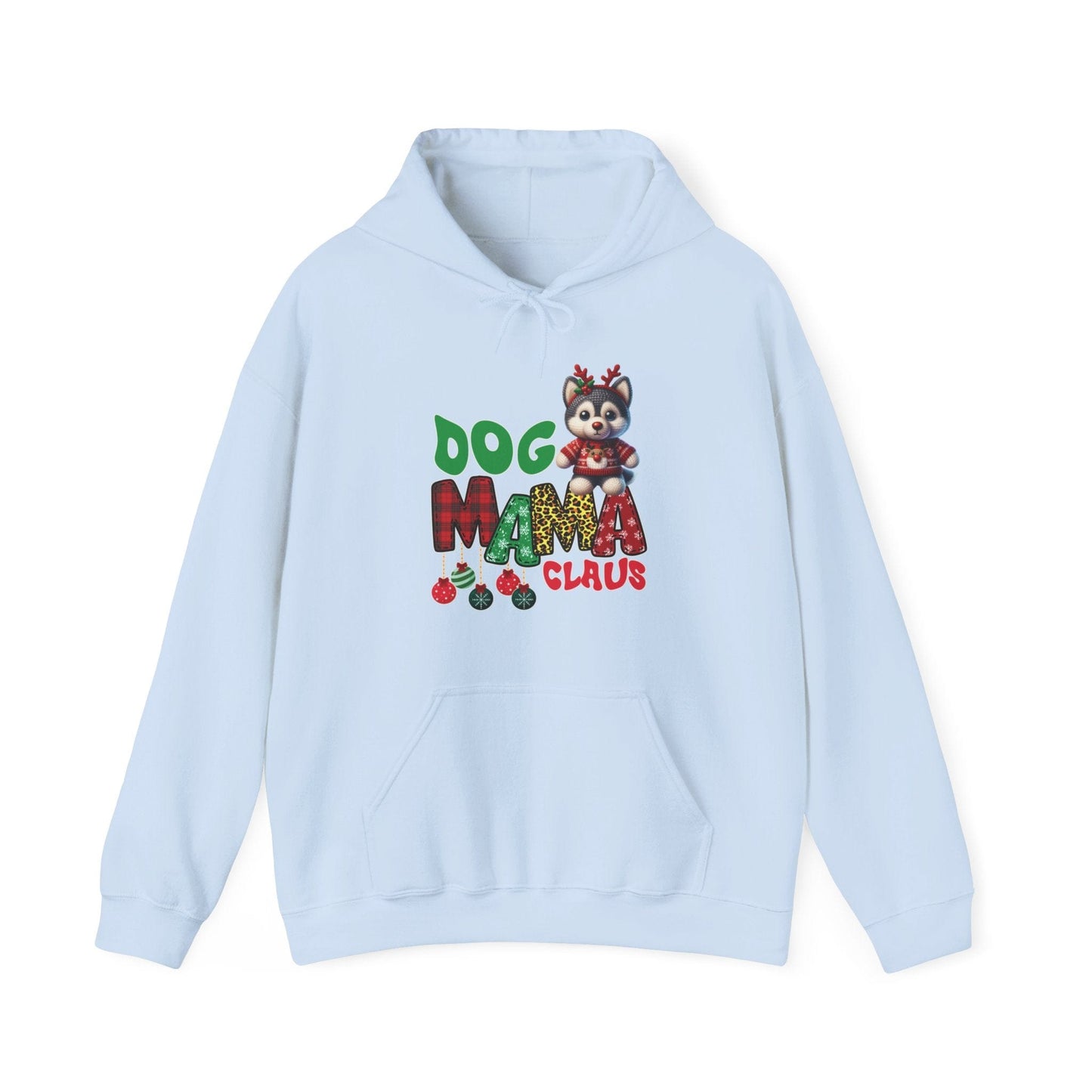 Husky Mama Claus Hoodie Hoodie Light Blue / S