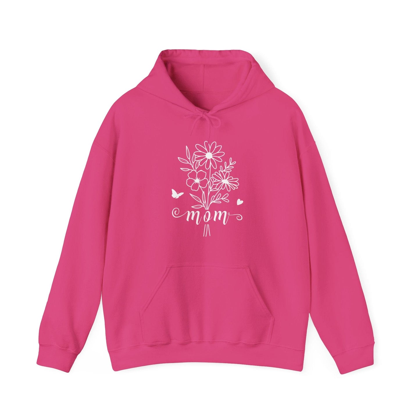 Minimalist Mom Floral Outline Hooded Sweatshirt - Gildan 18500 Hoodie Heliconia / S