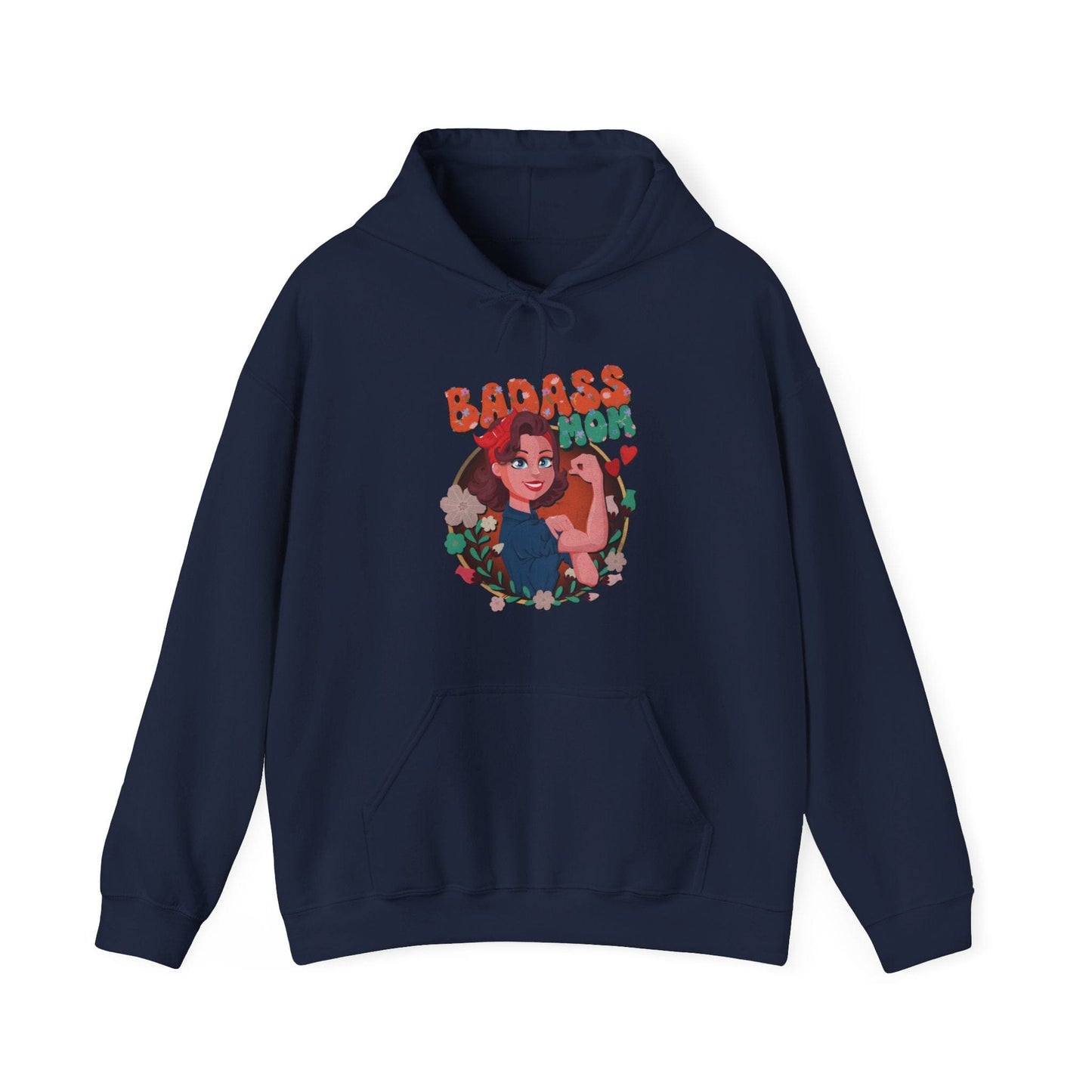 Badass Mom Vintage Vibes Hoodie Hoodie Navy / S