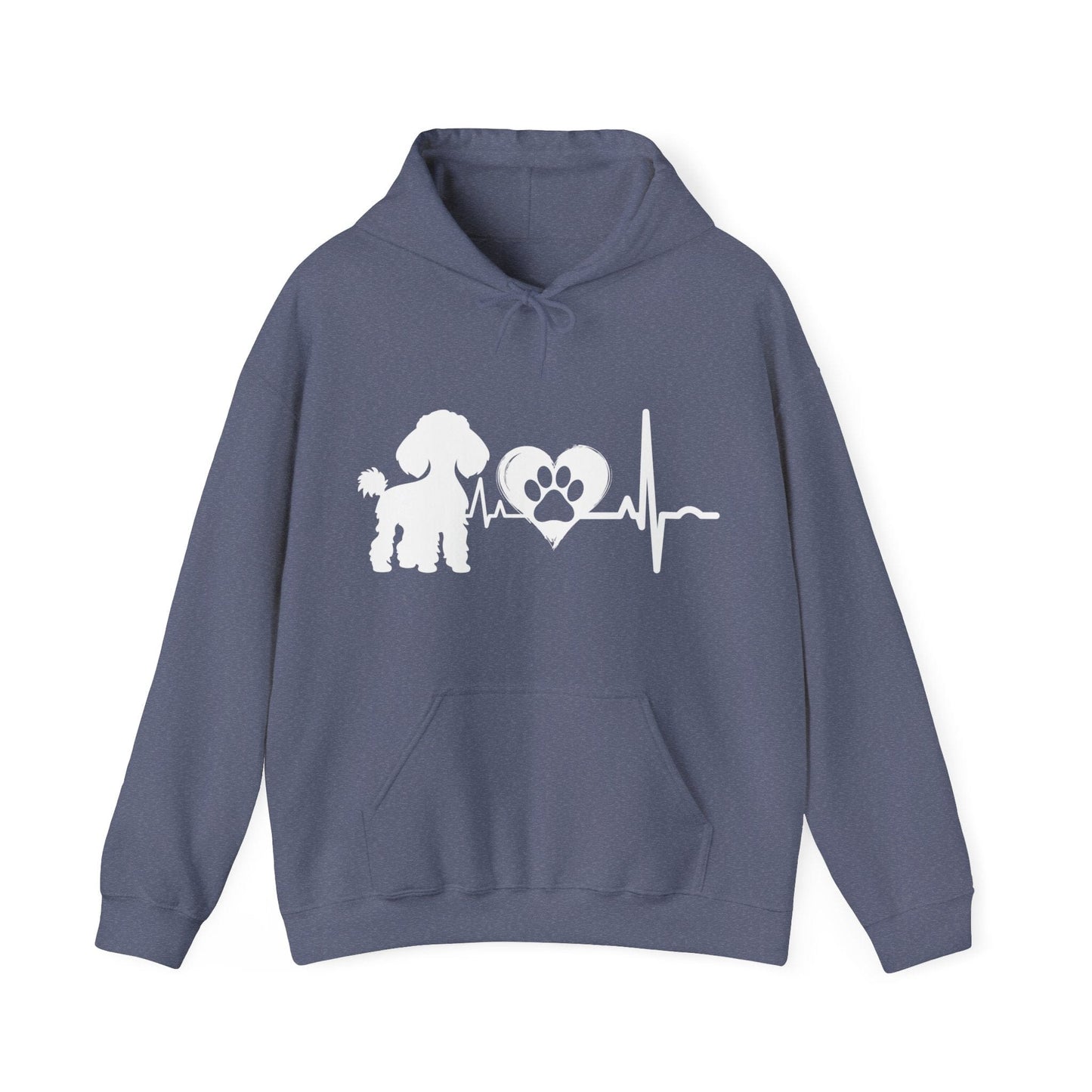 Poodle Love Outline Graphic Hoodie Hoodie Heather Navy / S