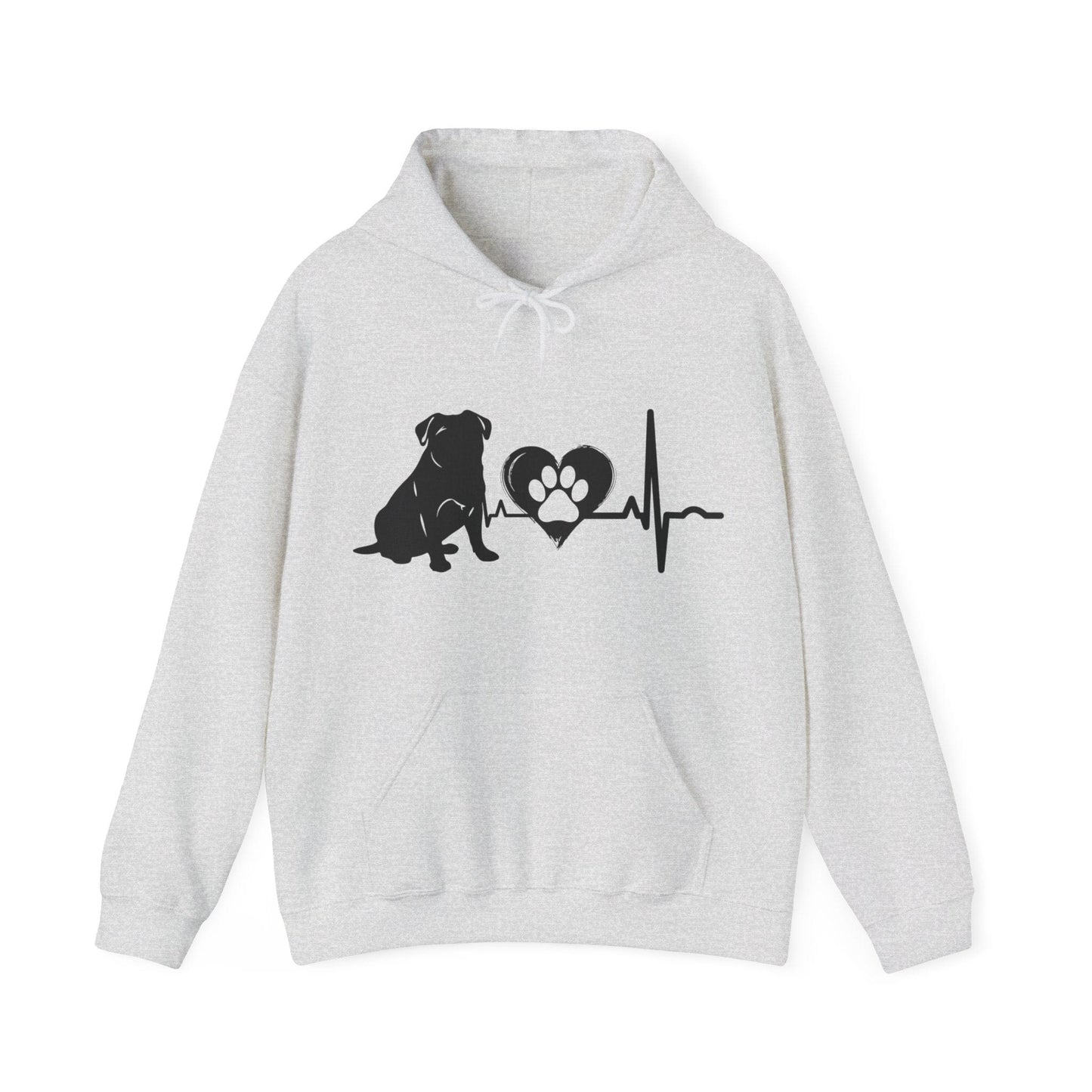 Pug Love Outline Graphic Hoodie Hoodie Ash / S