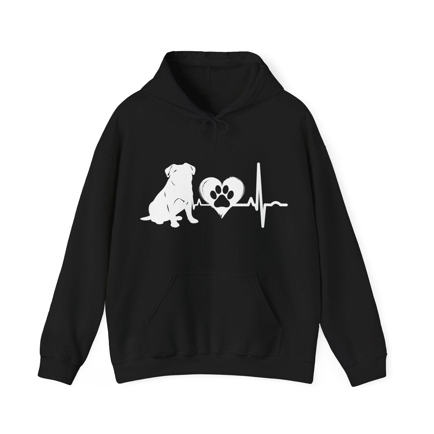 Pug Love Outline Graphic Hoodie Hoodie Black / S