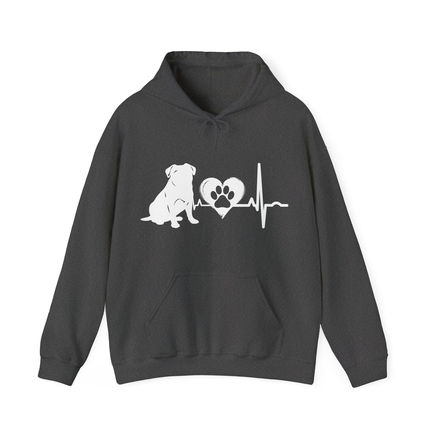 Pug Love Outline Graphic Hoodie Hoodie Dark Heather / S