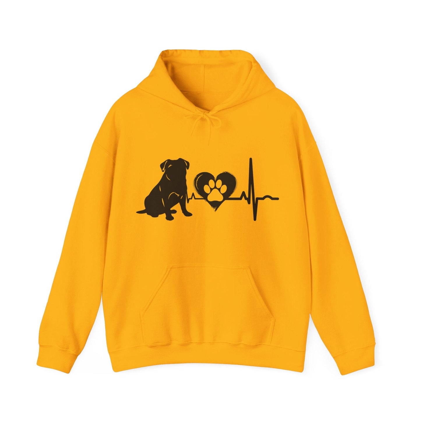 Pug Love Outline Graphic Hoodie Hoodie Gold / S