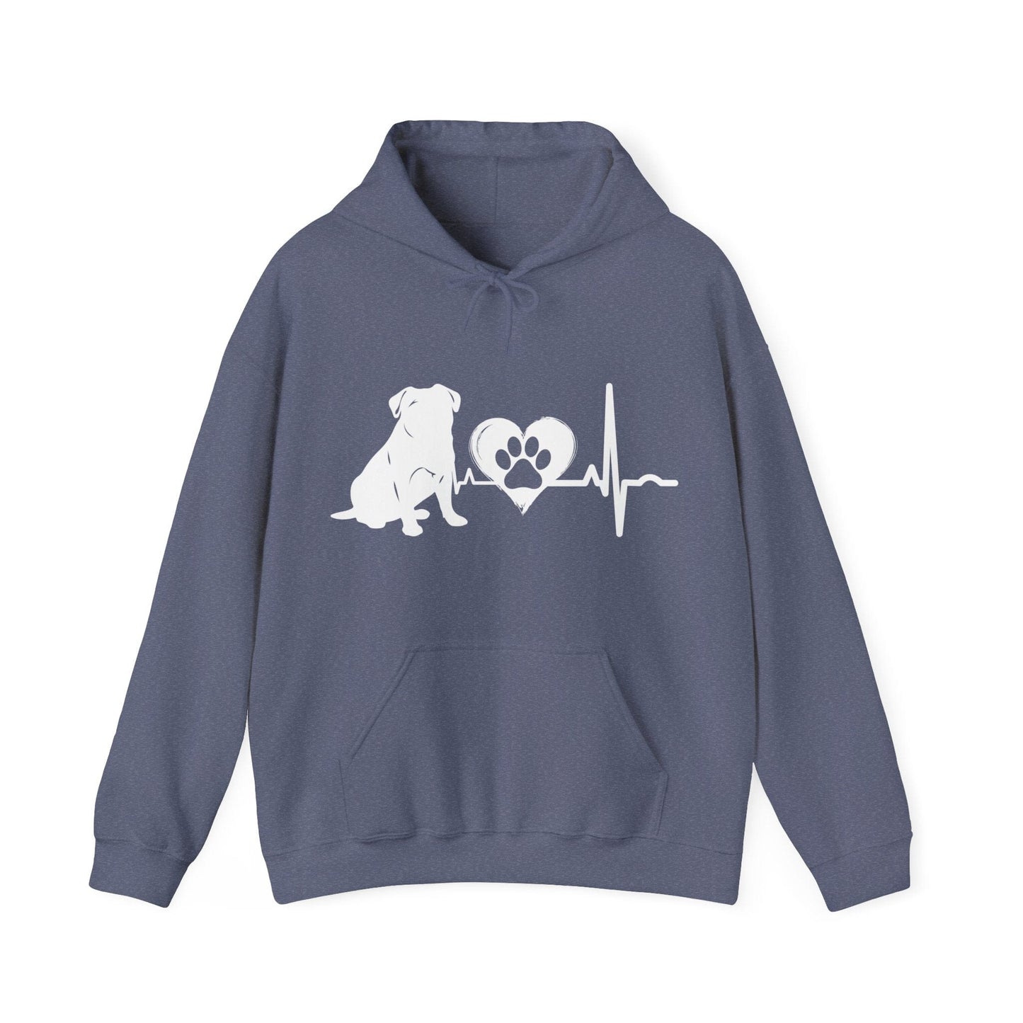 Pug Love Outline Graphic Hoodie Hoodie Heather Navy / S