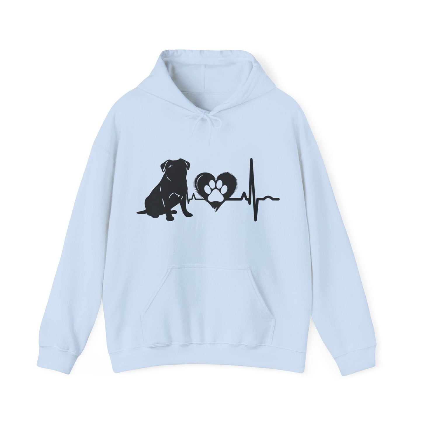 Pug Love Outline Graphic Hoodie Hoodie Light Blue / S