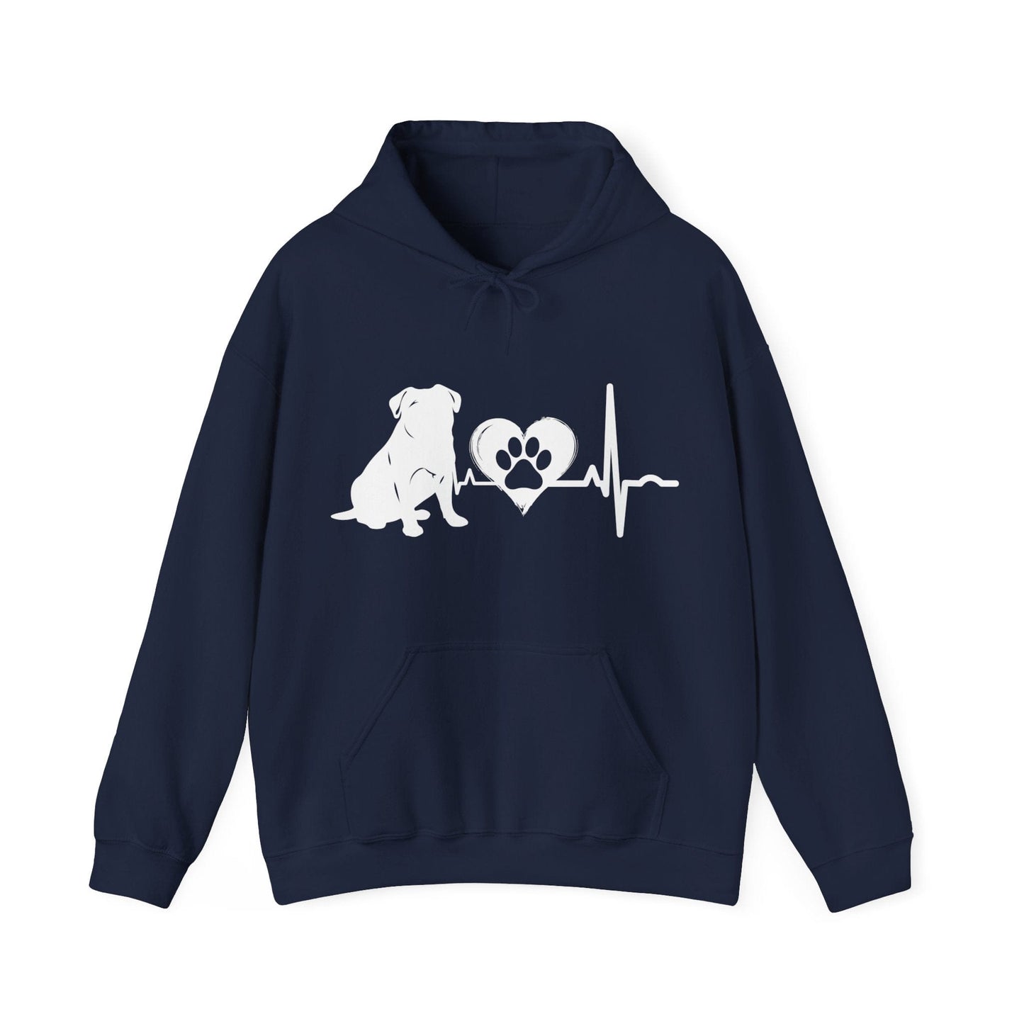 Pug Love Outline Graphic Hoodie Hoodie Navy / S