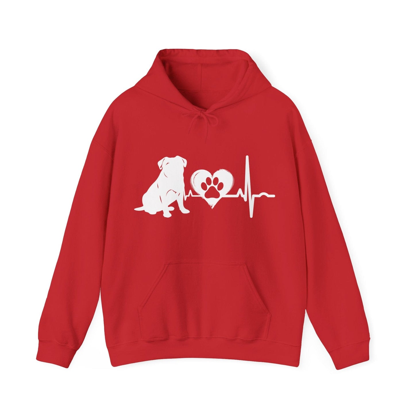 Pug Love Outline Graphic Hoodie Hoodie Red / S