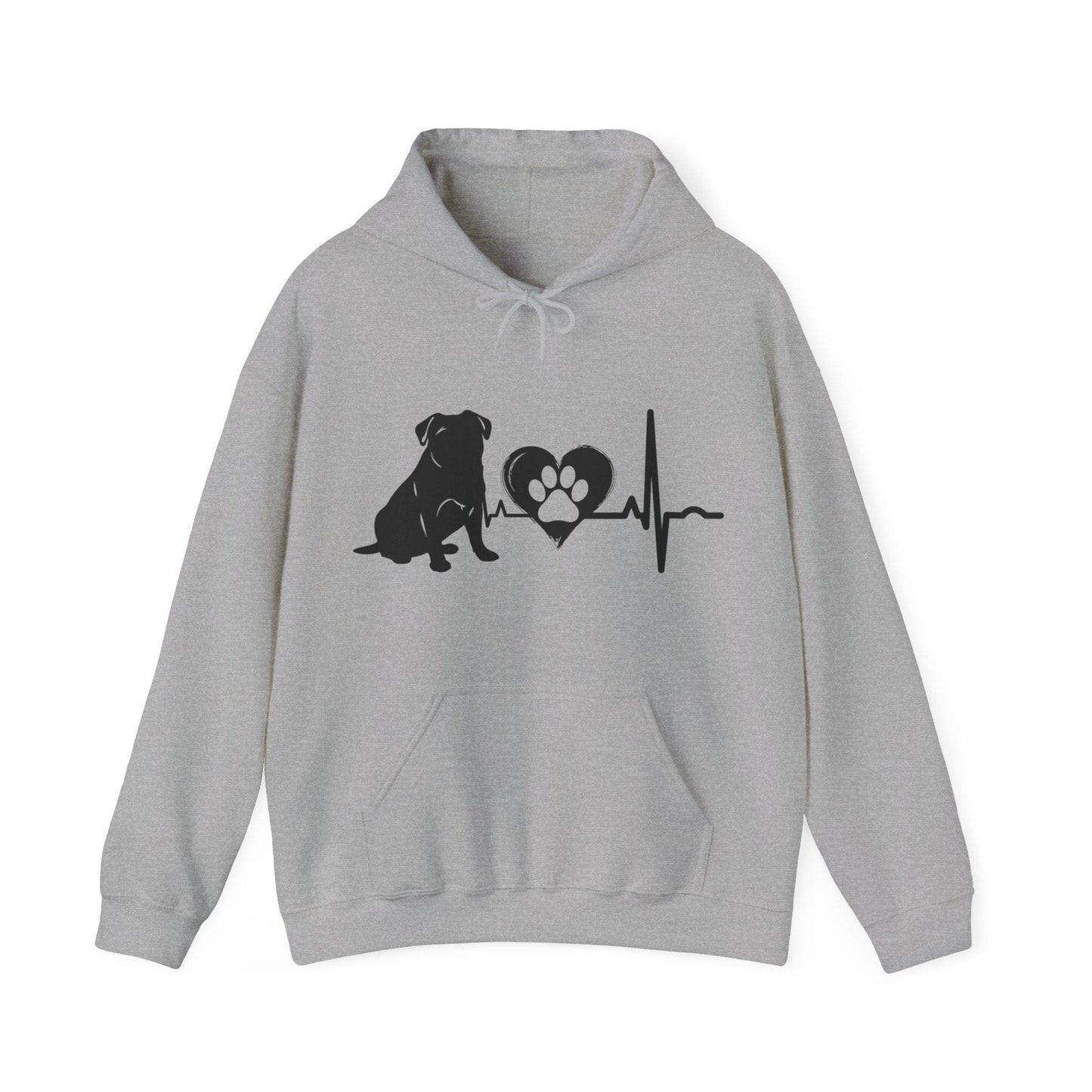 Pug Love Outline Graphic Hoodie Hoodie Sport Grey / S