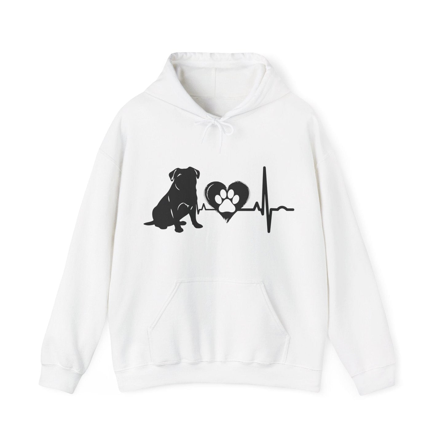 Pug Love Outline Graphic Hoodie Hoodie White / S