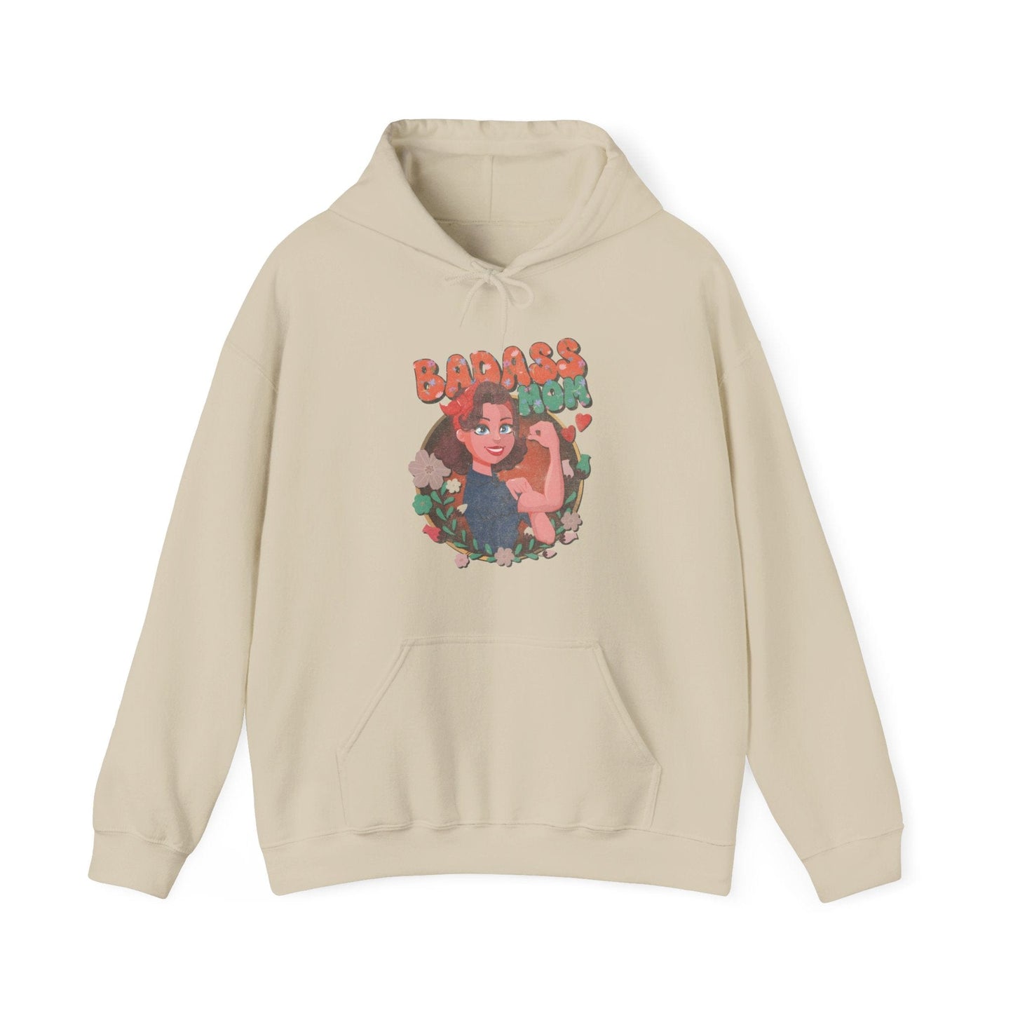 Badass Mom Vintage Vibes Hoodie Hoodie Sand / S