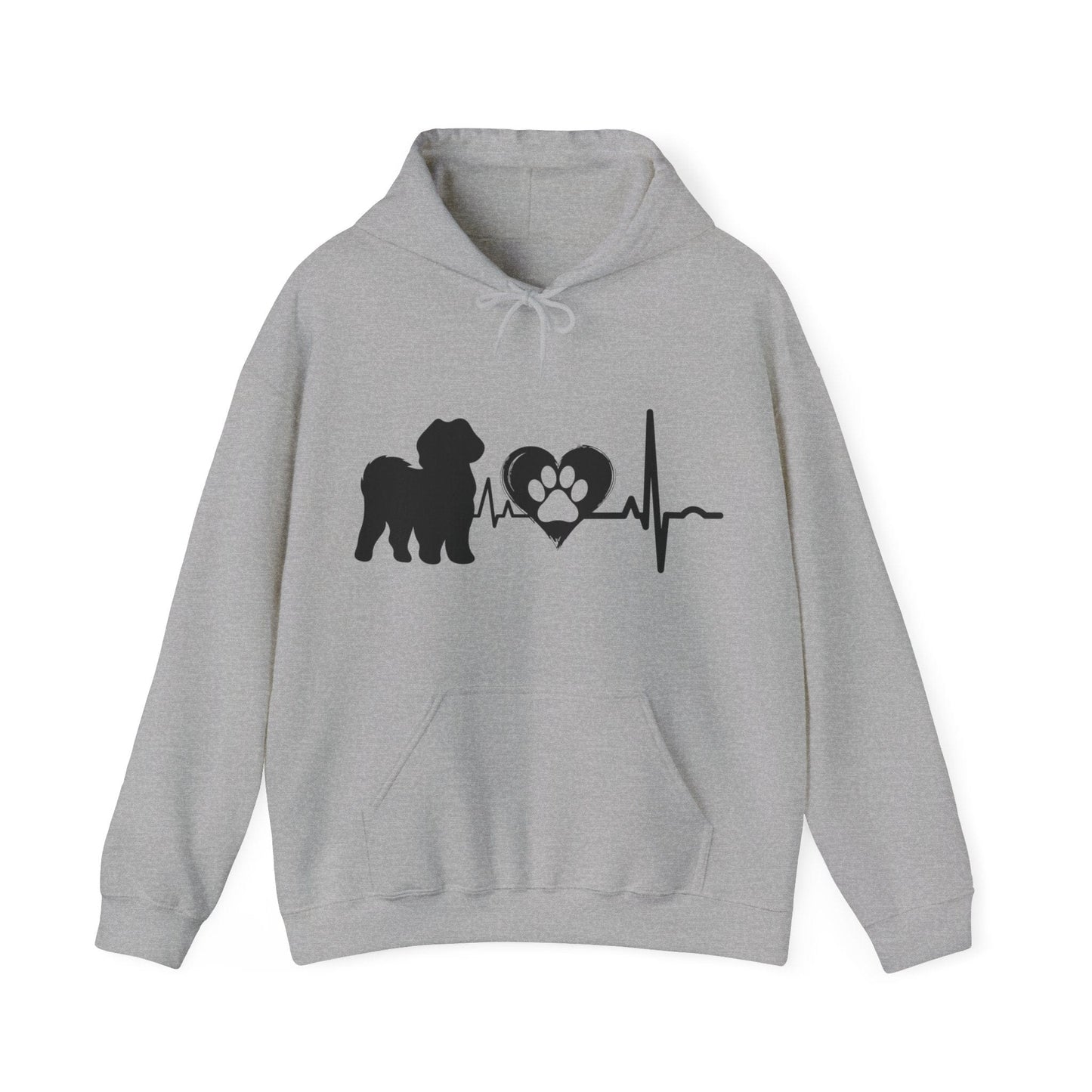 Shih Tzu Love Outline Graphic Hoodie Hoodie Sport Grey / S