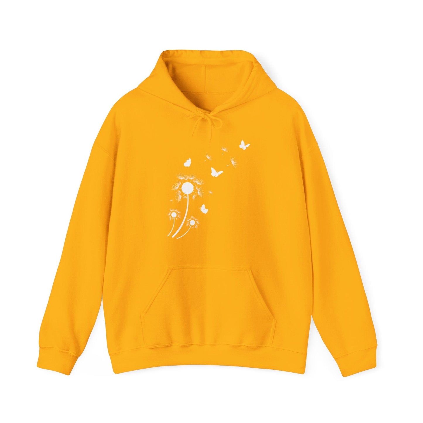 Whimsical Blowing Dandelion Hooded Sweatshirt - Gildan 18500 Hoodie Gold / S