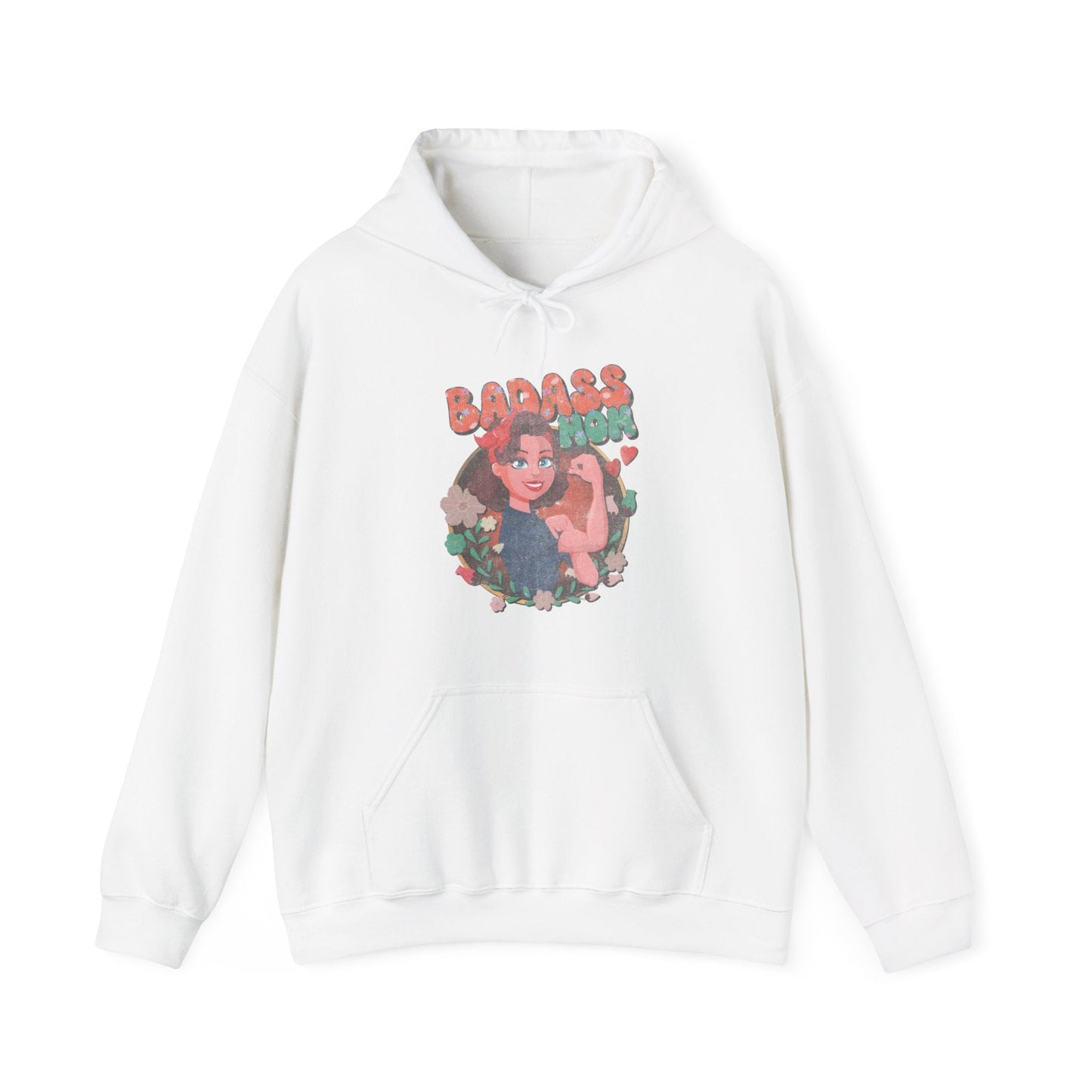 Badass Mom Vintage Vibes Hoodie Hoodie White / S