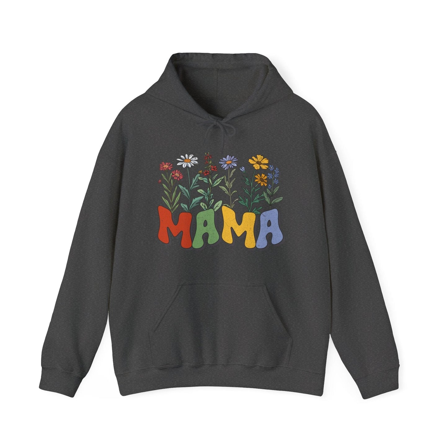 Wildflowers Mama Hooded Sweatshirt - Gildan 18500 Hoodie Dark Heather / S