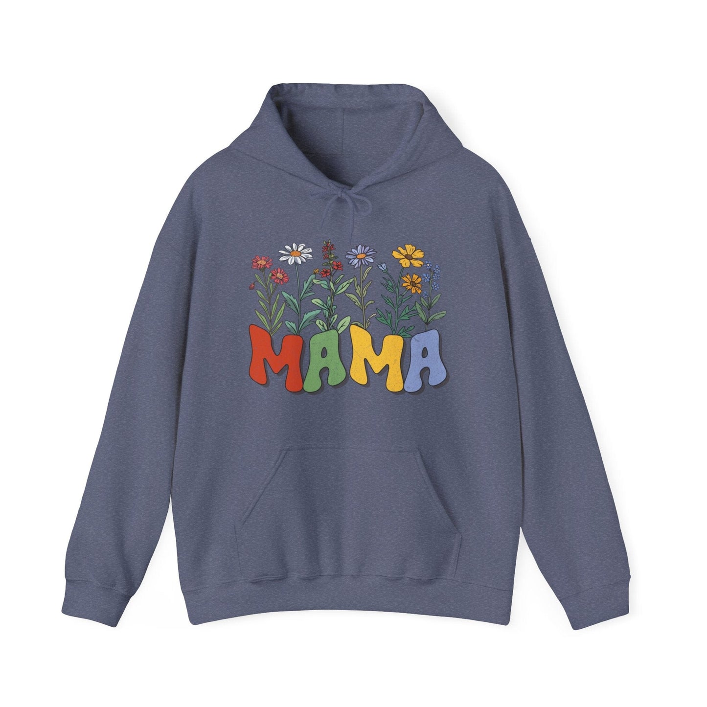 Wildflowers Mama Hooded Sweatshirt - Gildan 18500 Hoodie Heather Navy / S