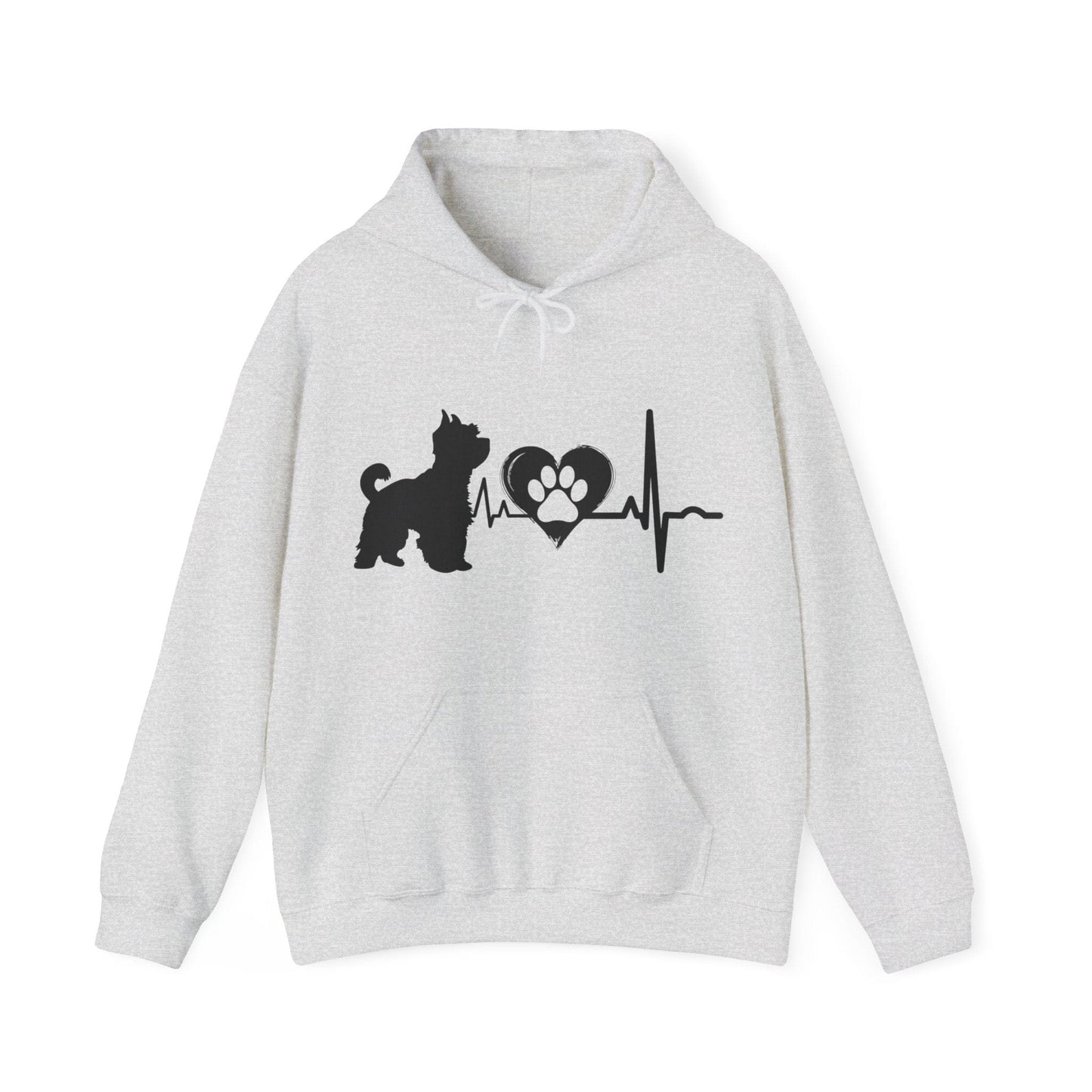 Yorkie Love Outline Graphic Hoodie Hoodie Ash / S